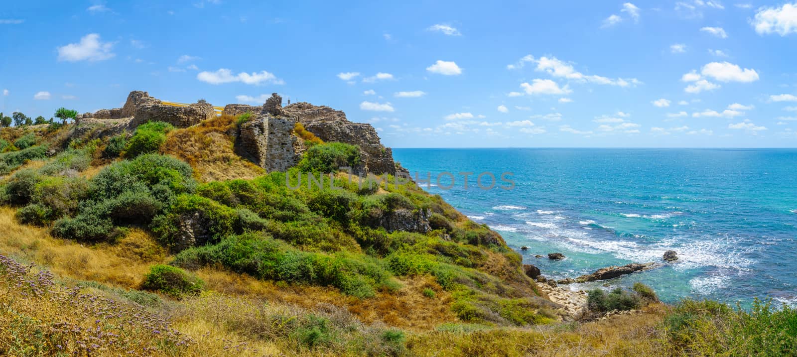 View of the crusader fortress, in Apollonia National Park (Tel Arsuf), Herzliya, Israel