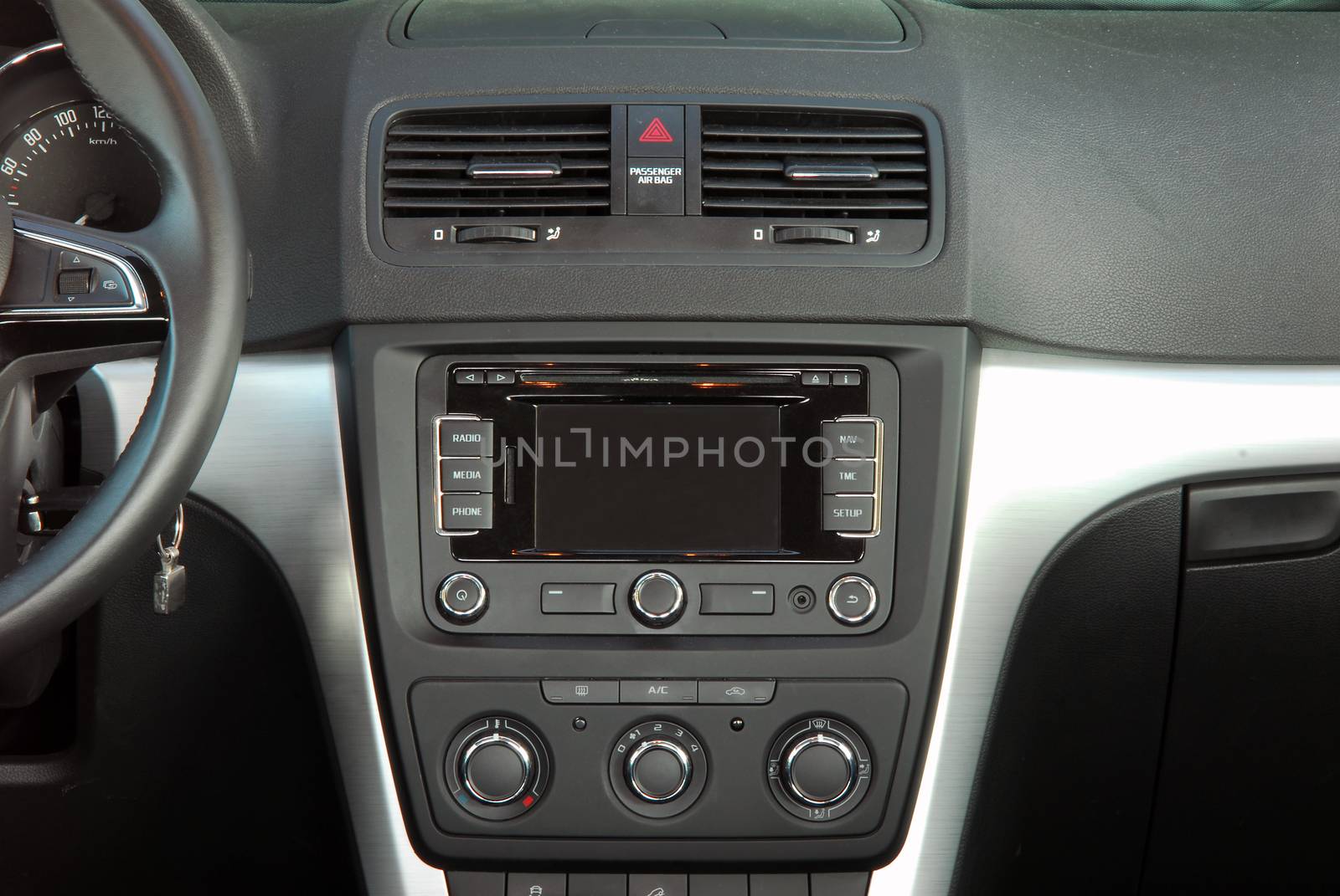 studio shot modern car interior, cockpit details