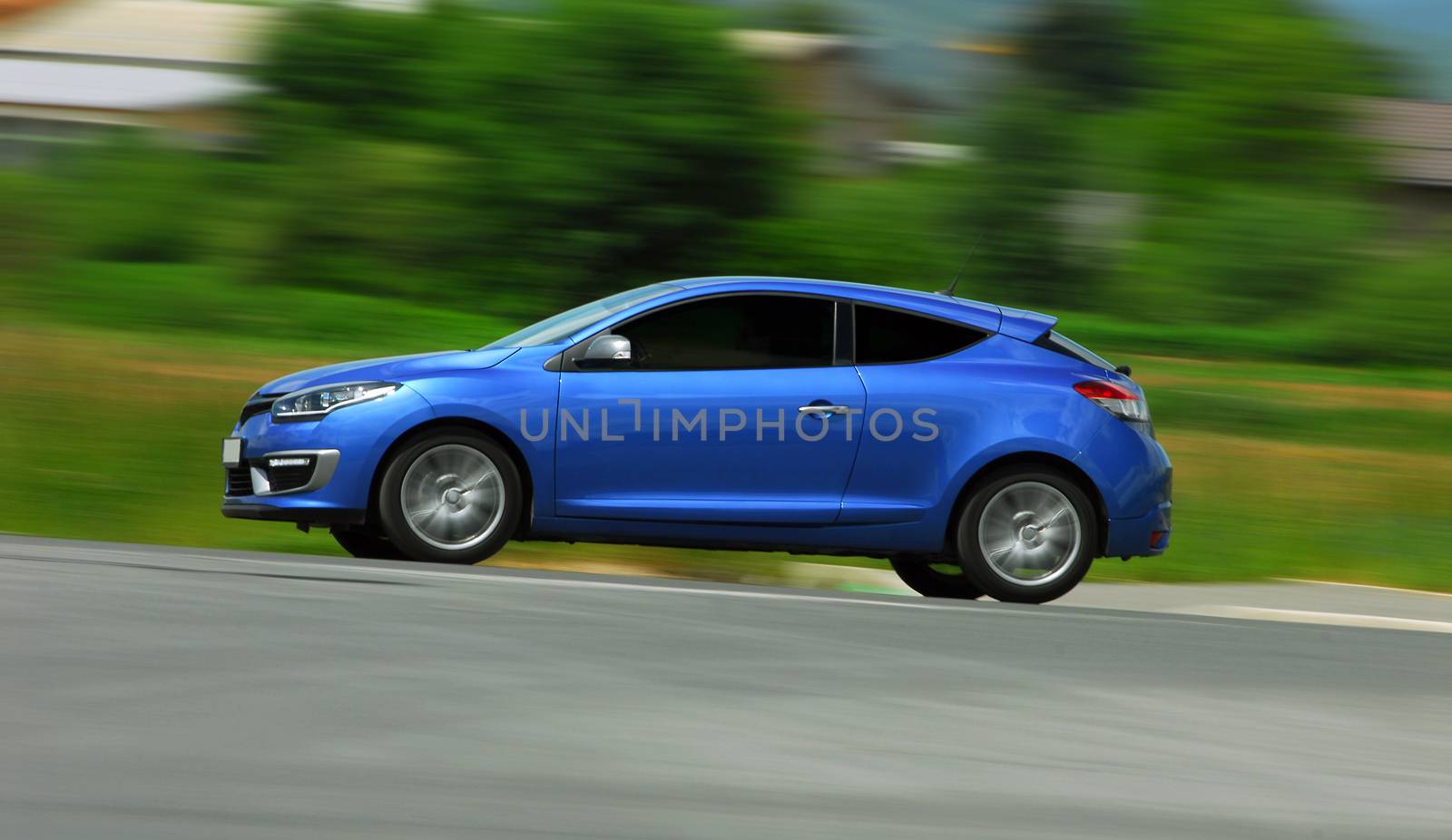 car photographed at high speeds