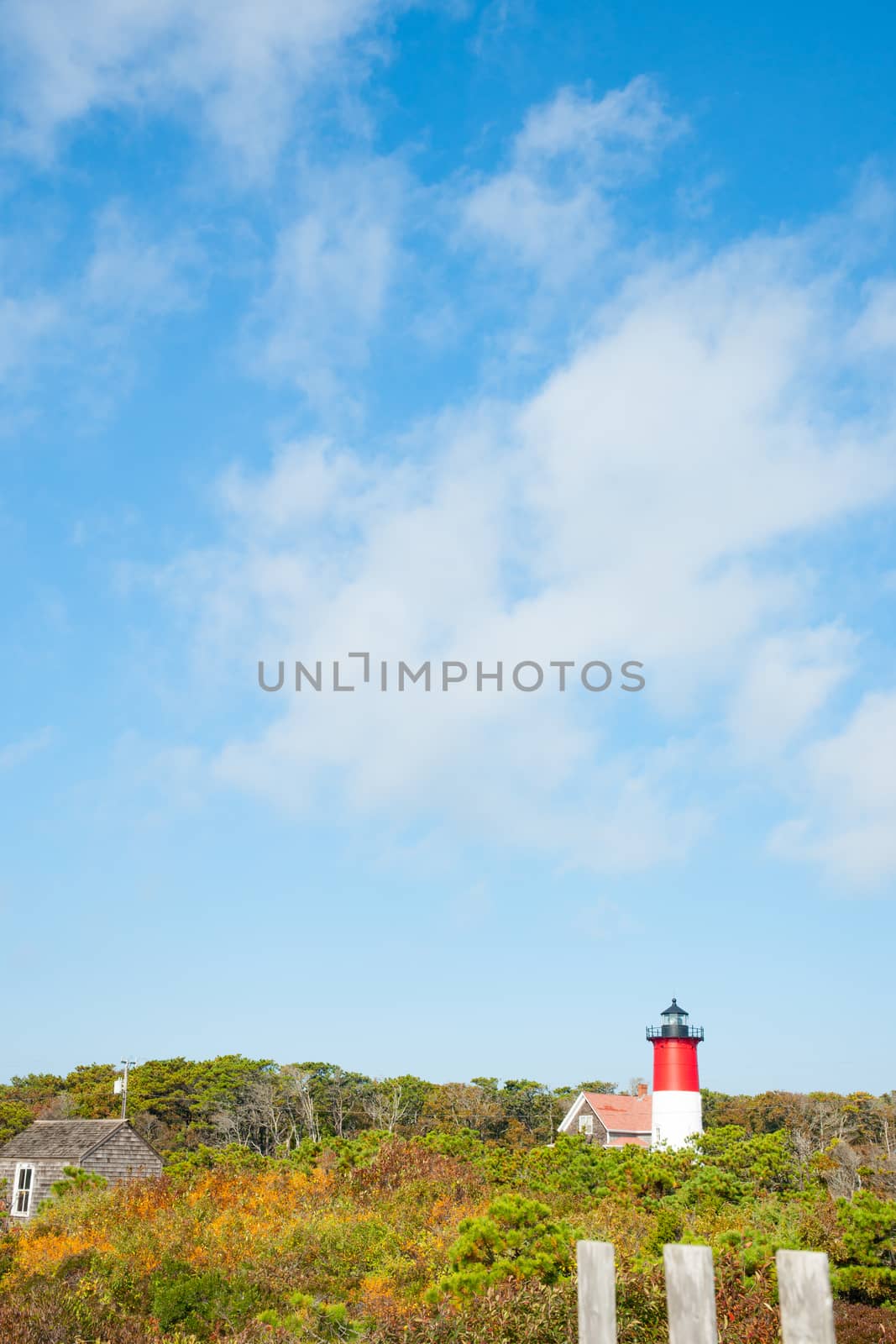 Nauset Beach,  Seashore and lighthouse. Cape Cod, USA.