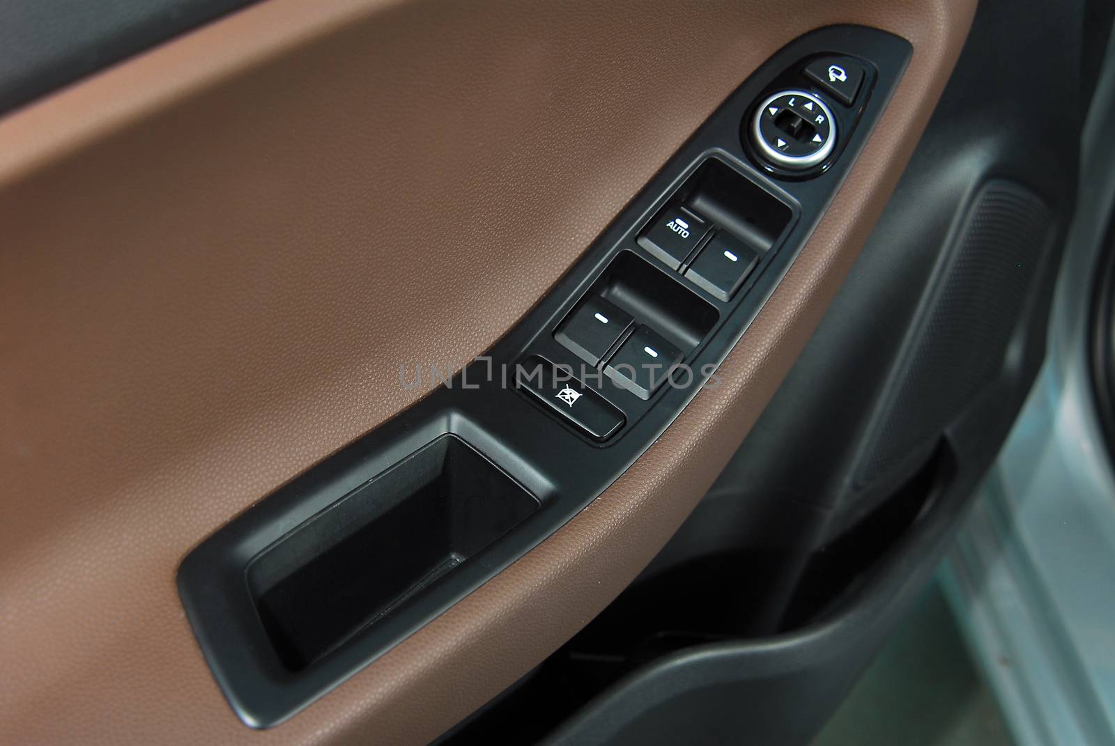 side mirror switch control, car interior detail