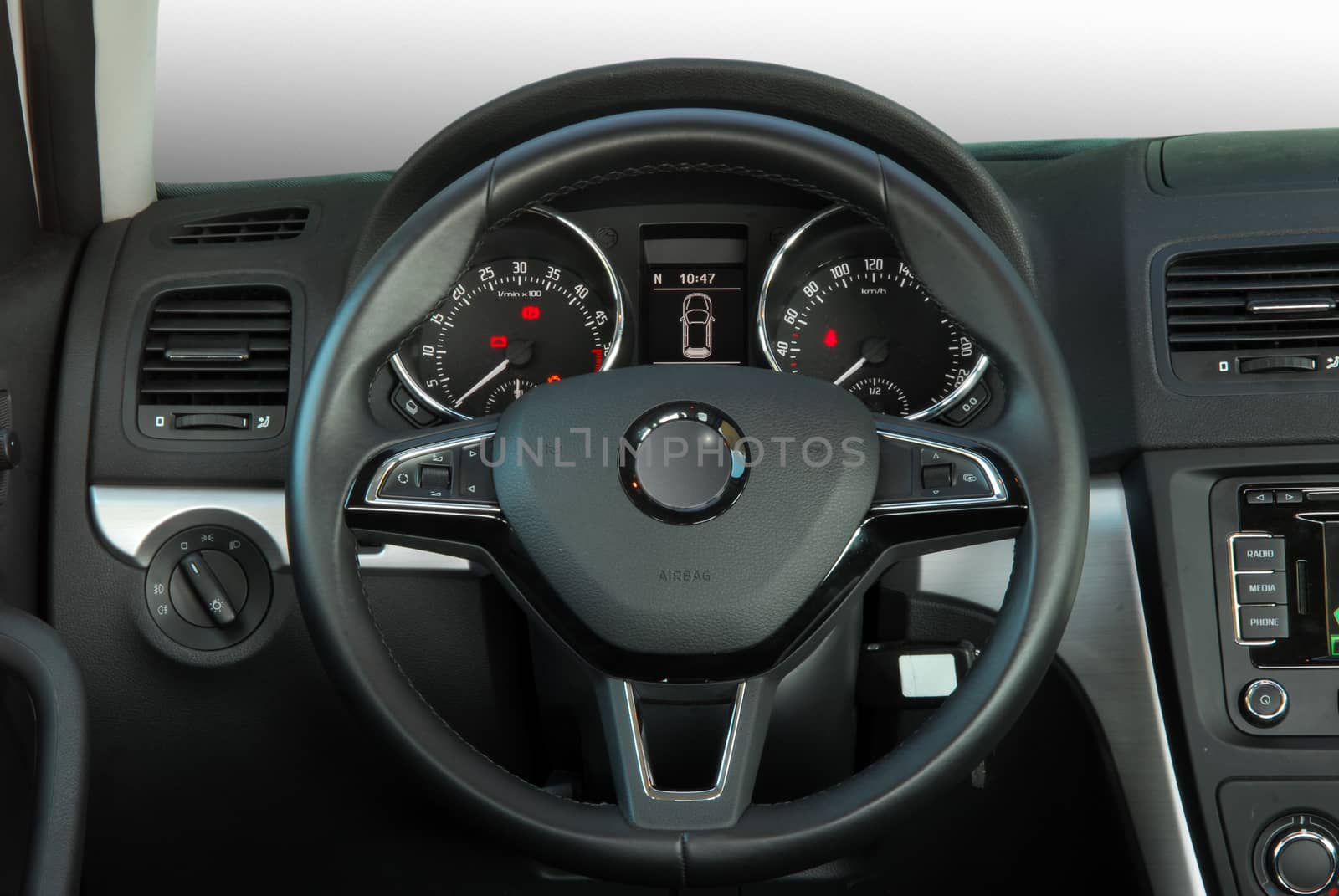 steering wheel in the new modern car