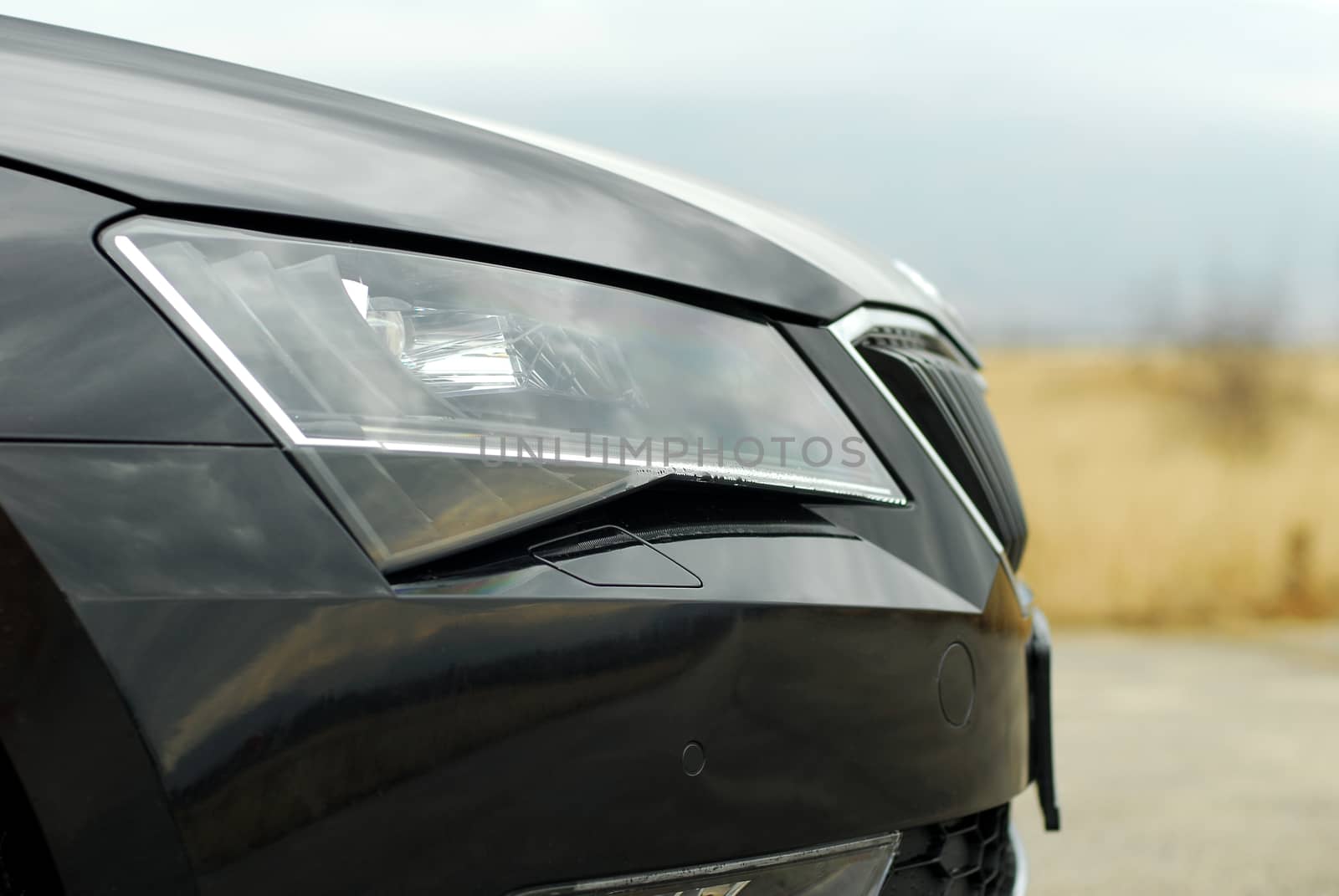 Close up shot of car head lamp