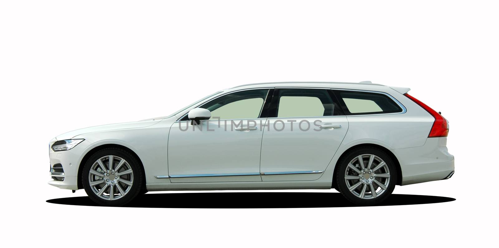 large white station wagon isolated on white background