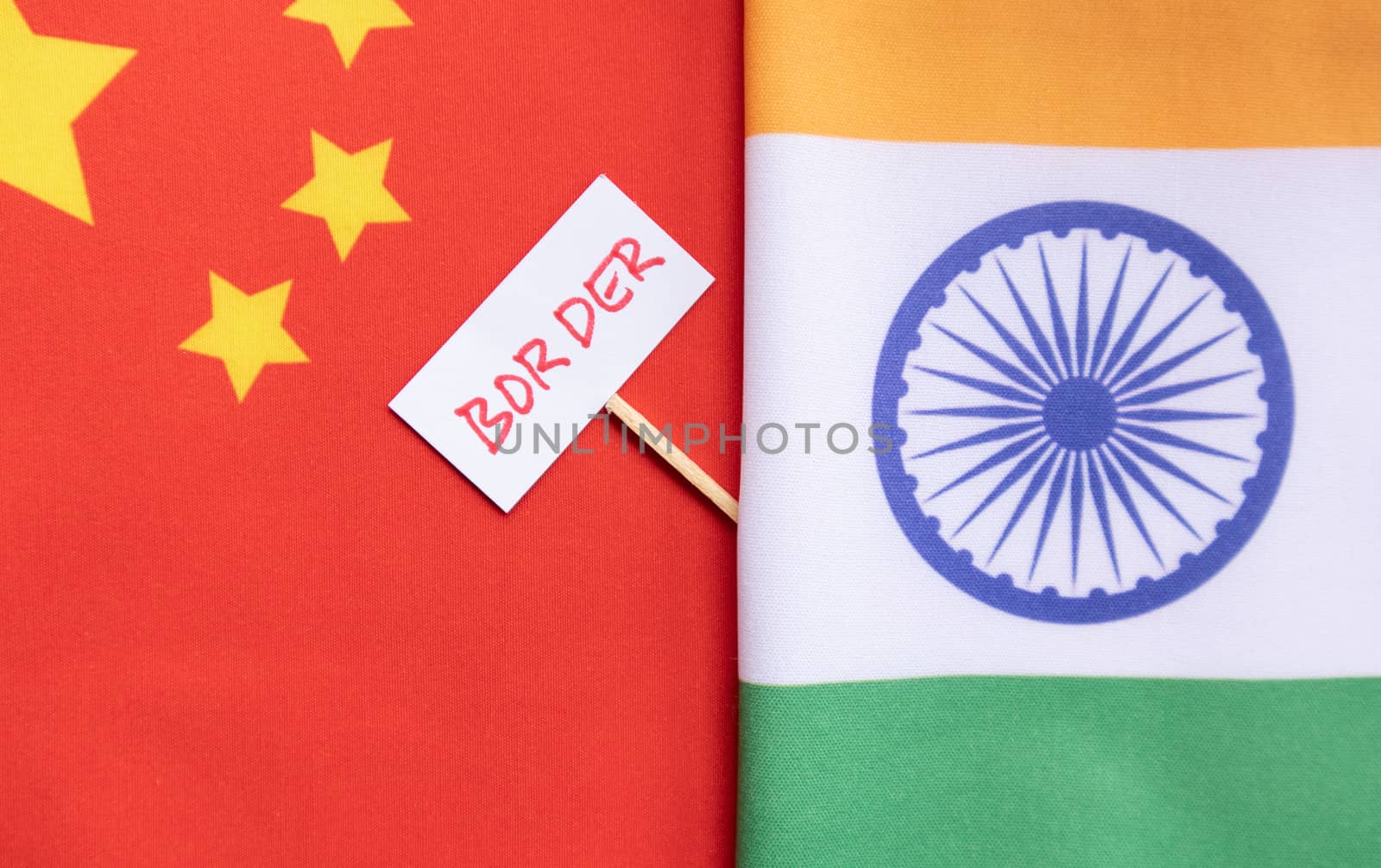 India China border Dispute or conflicts showing with India and Chinese flag