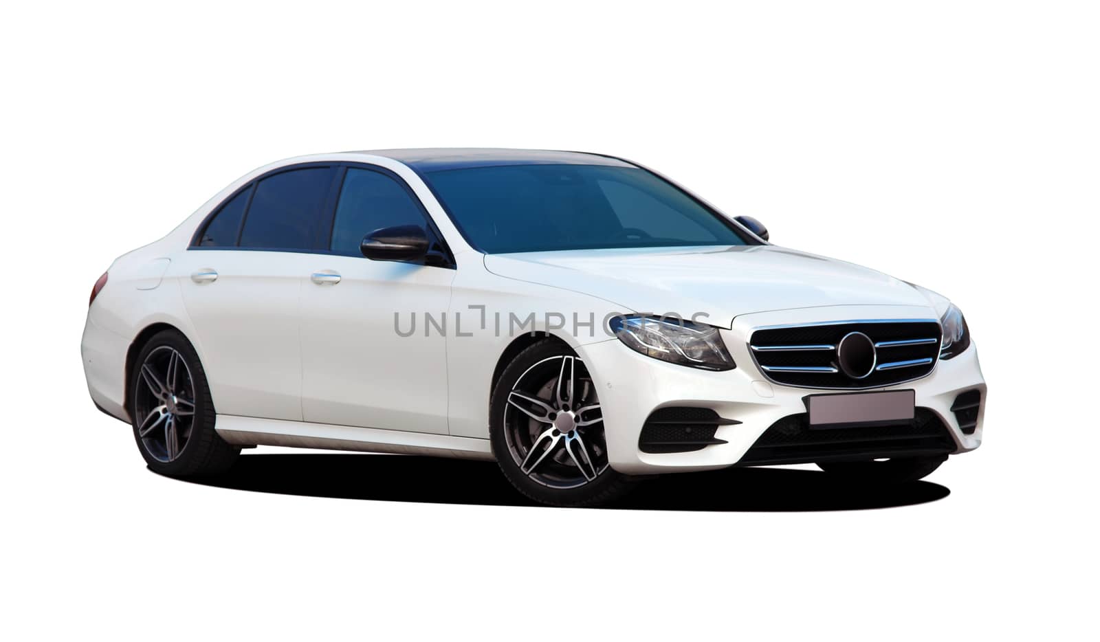 white car on white background, sedan
