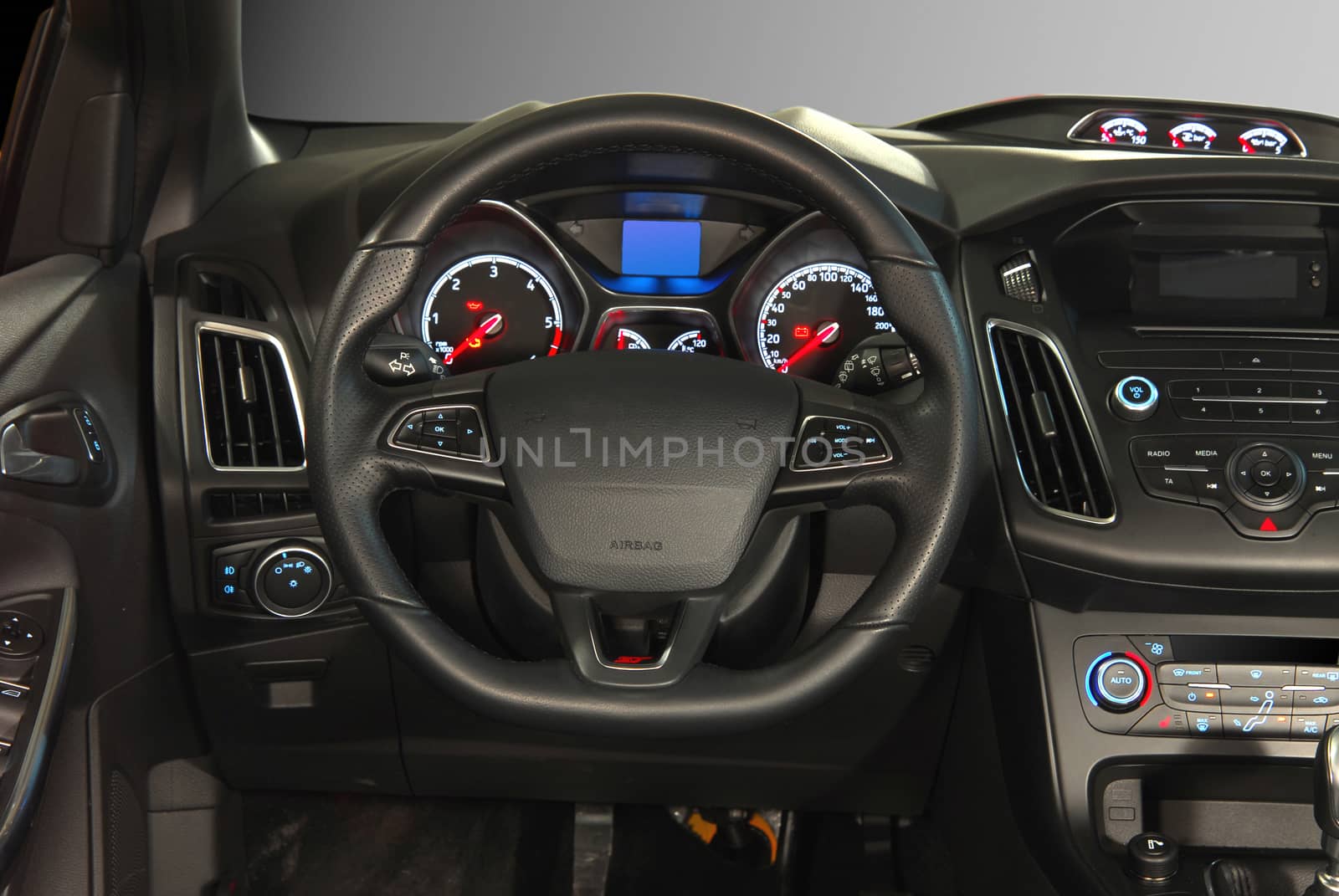 steering wheel in the new modern car