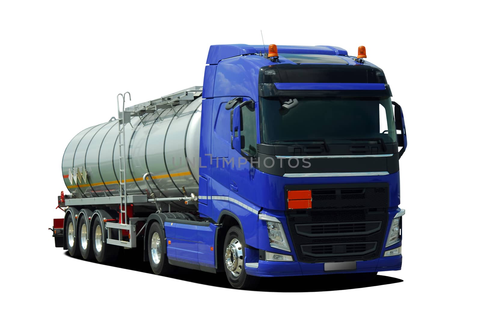Fuel tanker truck on a white background