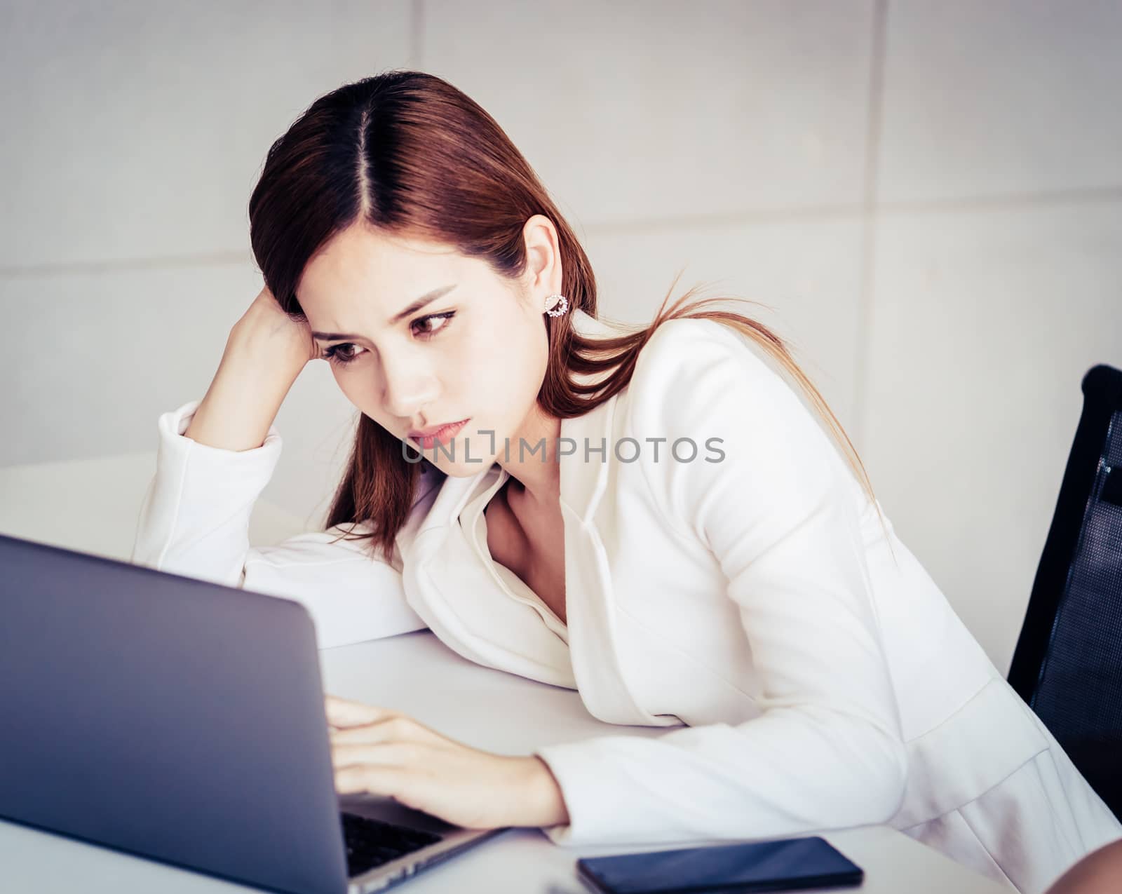 Confidence Asian Business woman in white portrait business office