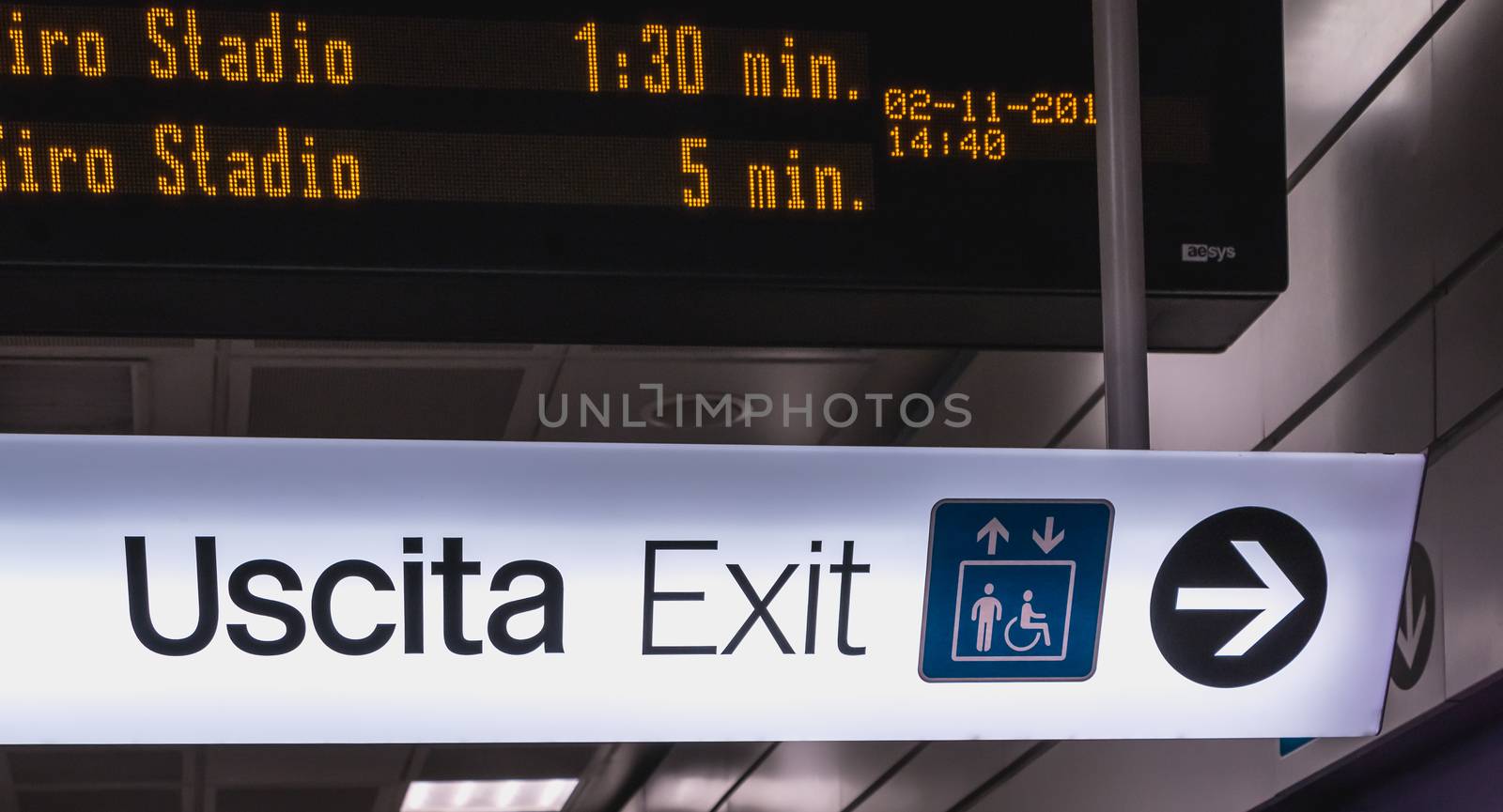 bright billboards indicate the exit of the subway by AtlanticEUROSTOXX