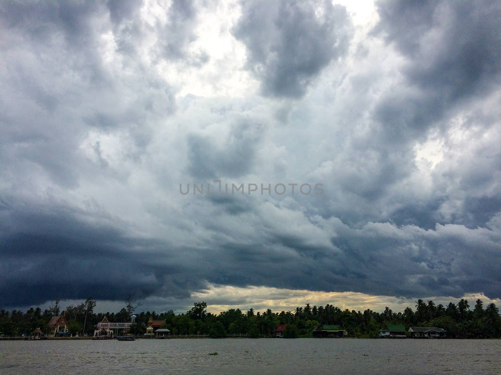 Clouds that are forming together, forming a storm at Amphawa, Thailand