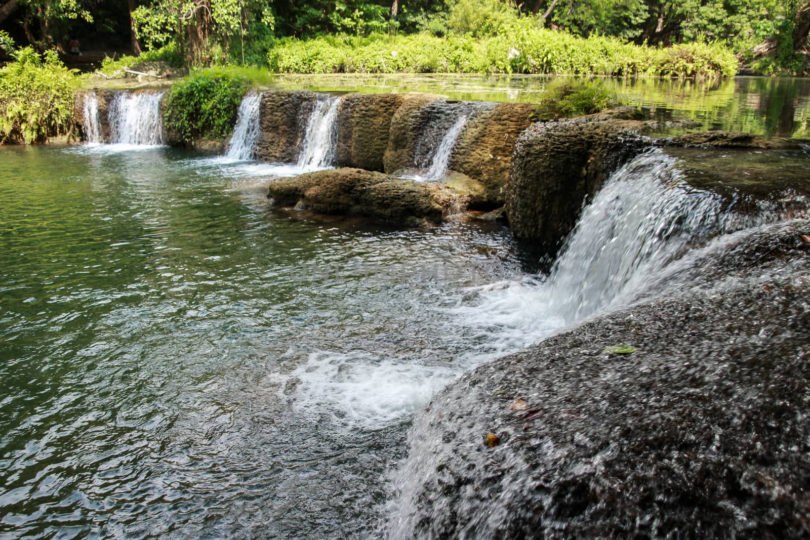 Chet Sao Noi Waterfall Located in the area of Pak Chong District Nakhon Ratchasima And Muak Lek District, Wang Muang District, Saraburi Province, Thailand.