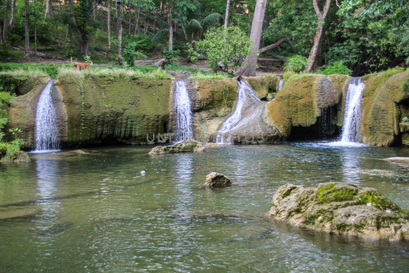 Chet Sao Noi Waterfall Located in the area of Pak Chong District Nakhon Ratchasima And Muak Lek District, Wang Muang District, Saraburi Province, Thailand.