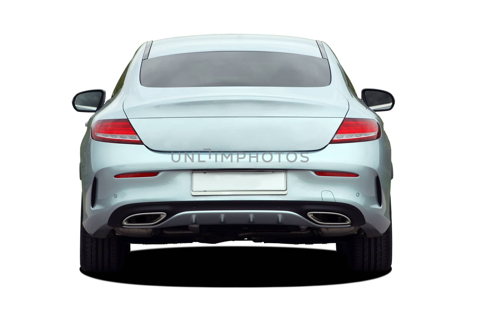 Gray sports car on a white background