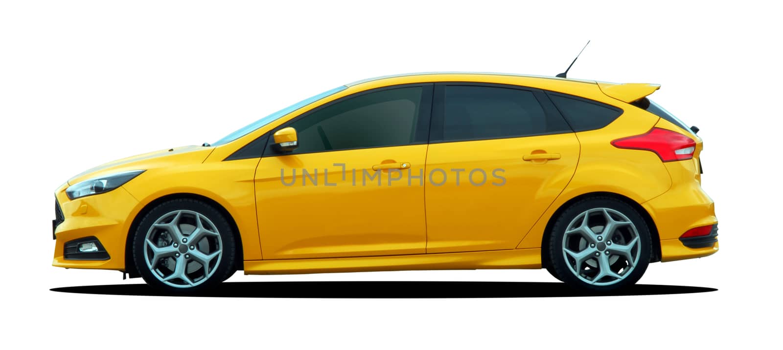 orange sports car on white background