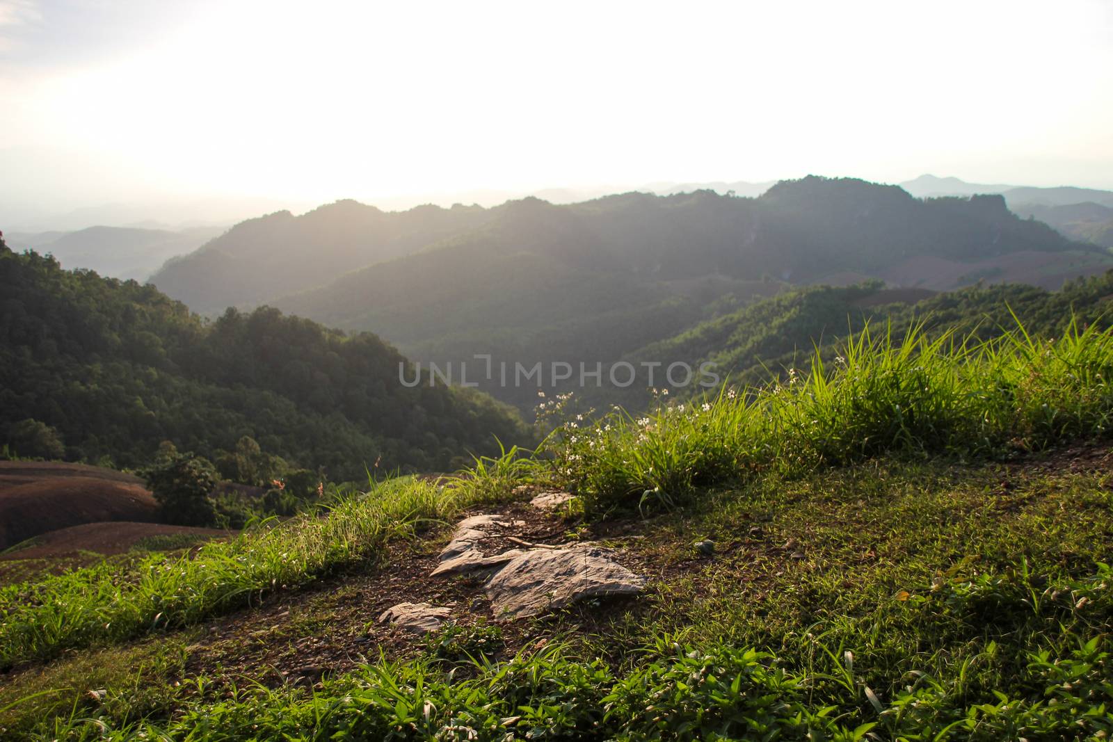 Mountain view overlooking the Nan River At the Doi Samoe Dao national park ,NAN,Thailand