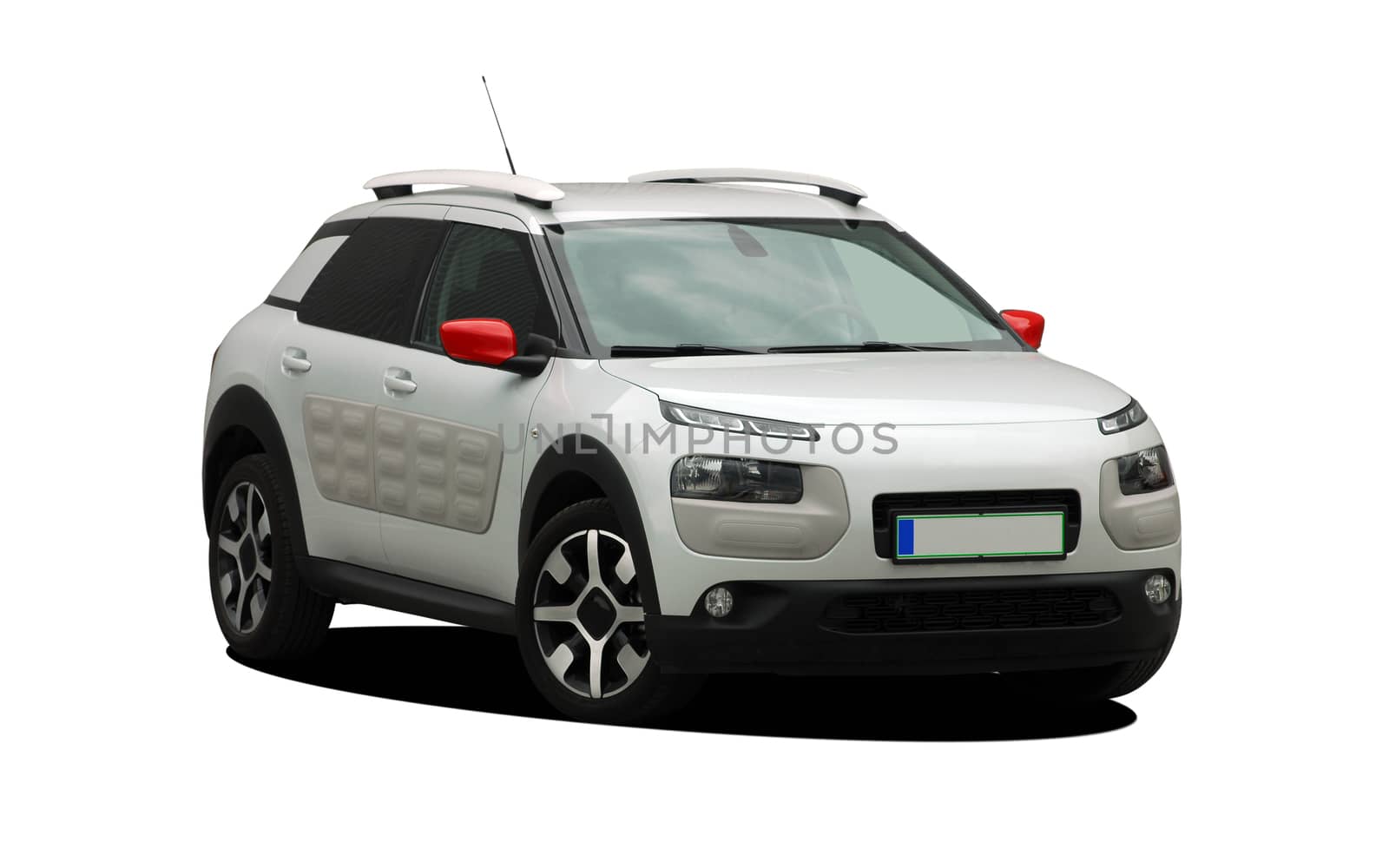 white passenger car on a white background