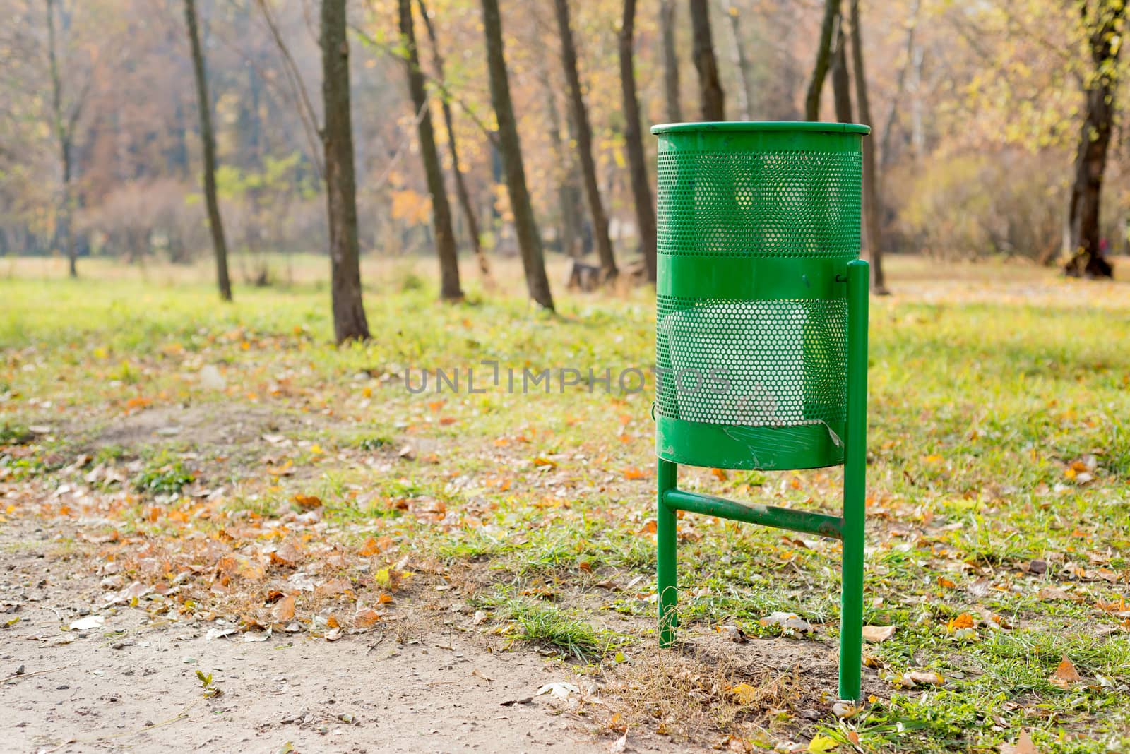 Green Trash Bin in the Park by MaxalTamor