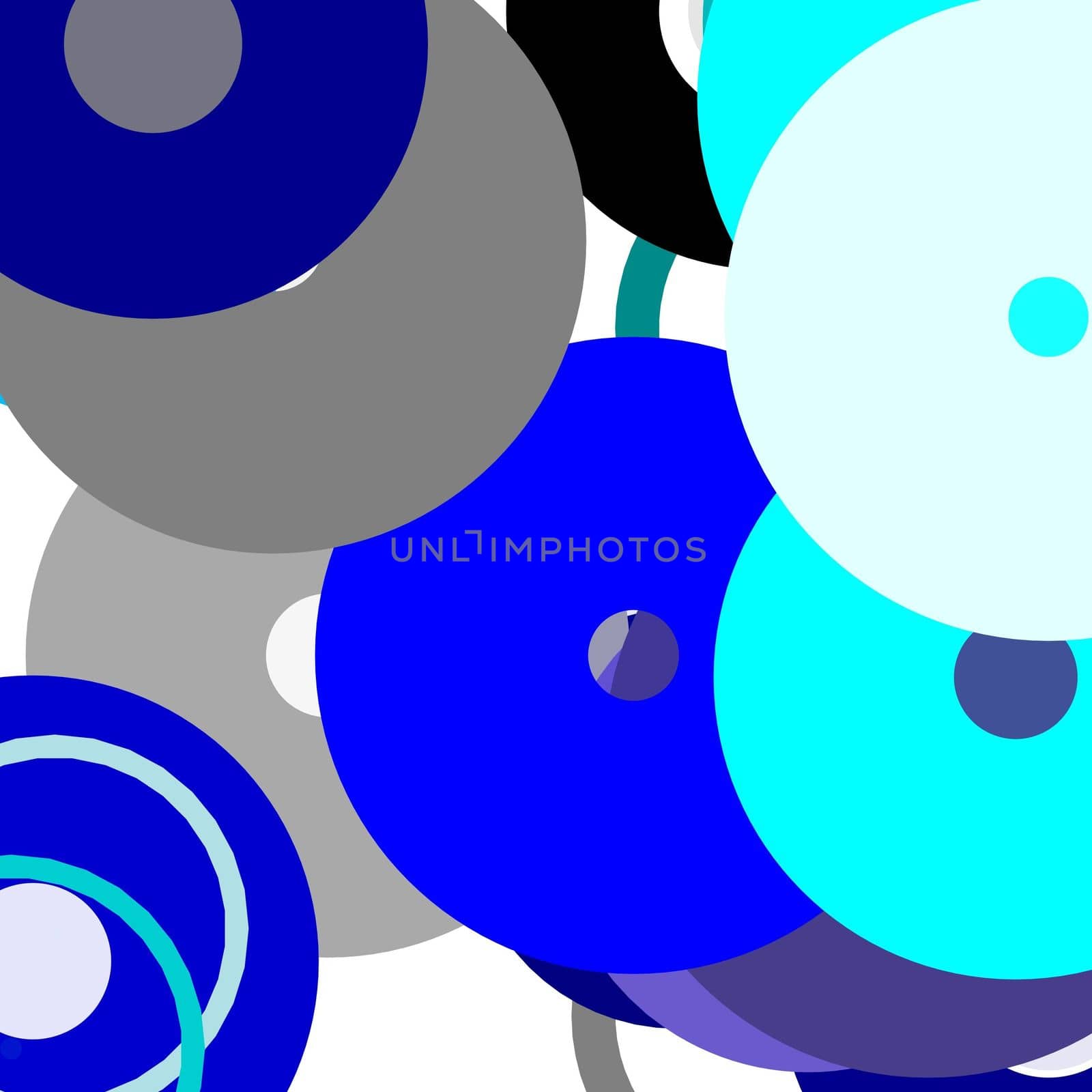 Abstract minimalist grey blue illustration with circles useful as a background