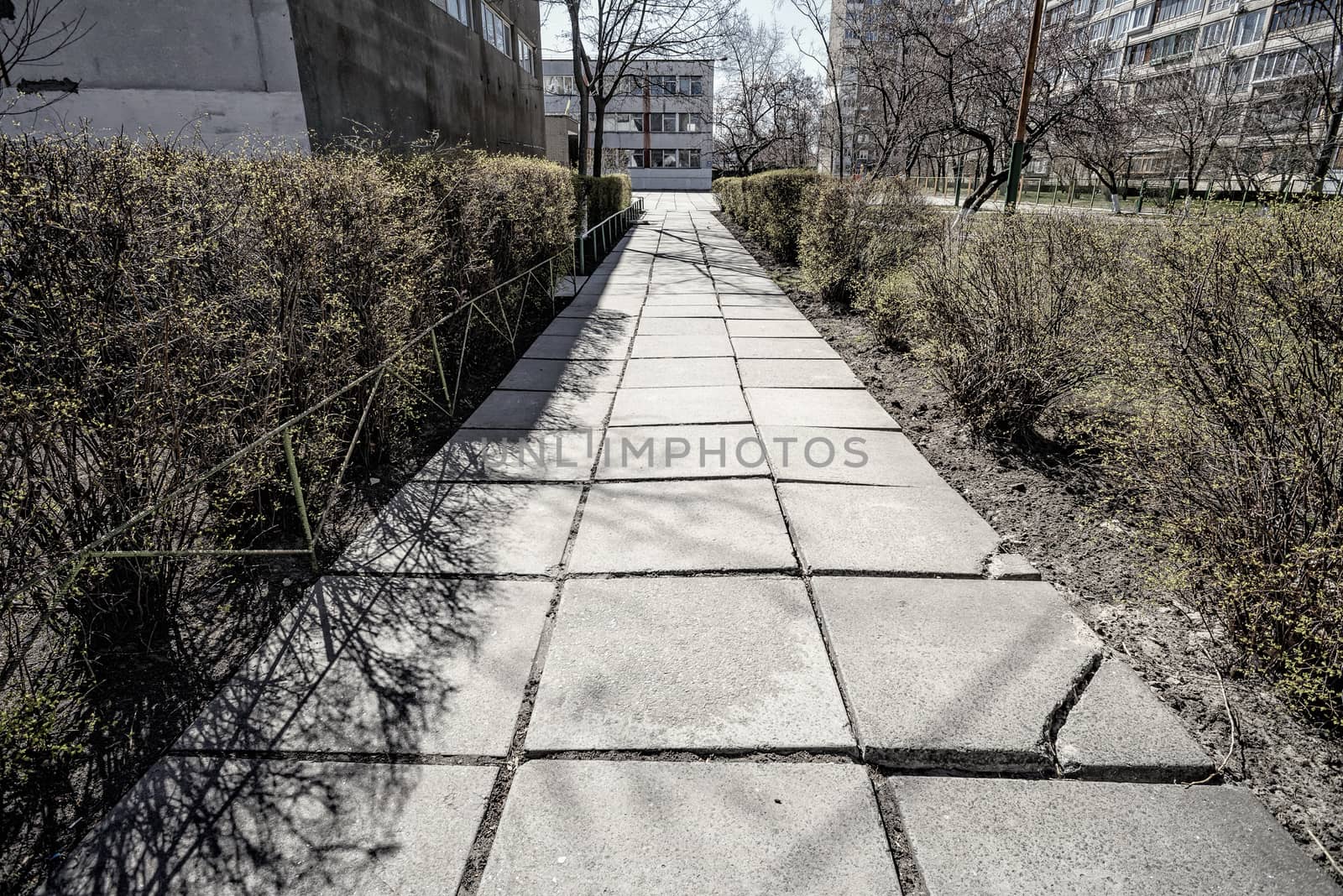 Effect photo of an old concrete pathway