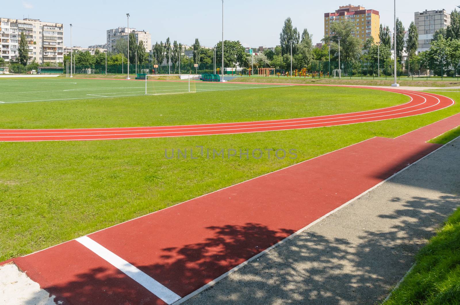 KIEV/UKRAINE - JUNE 06, 2013 - Multi sport playground, stadium in the Obolon quarter of Kiev in Ukraine