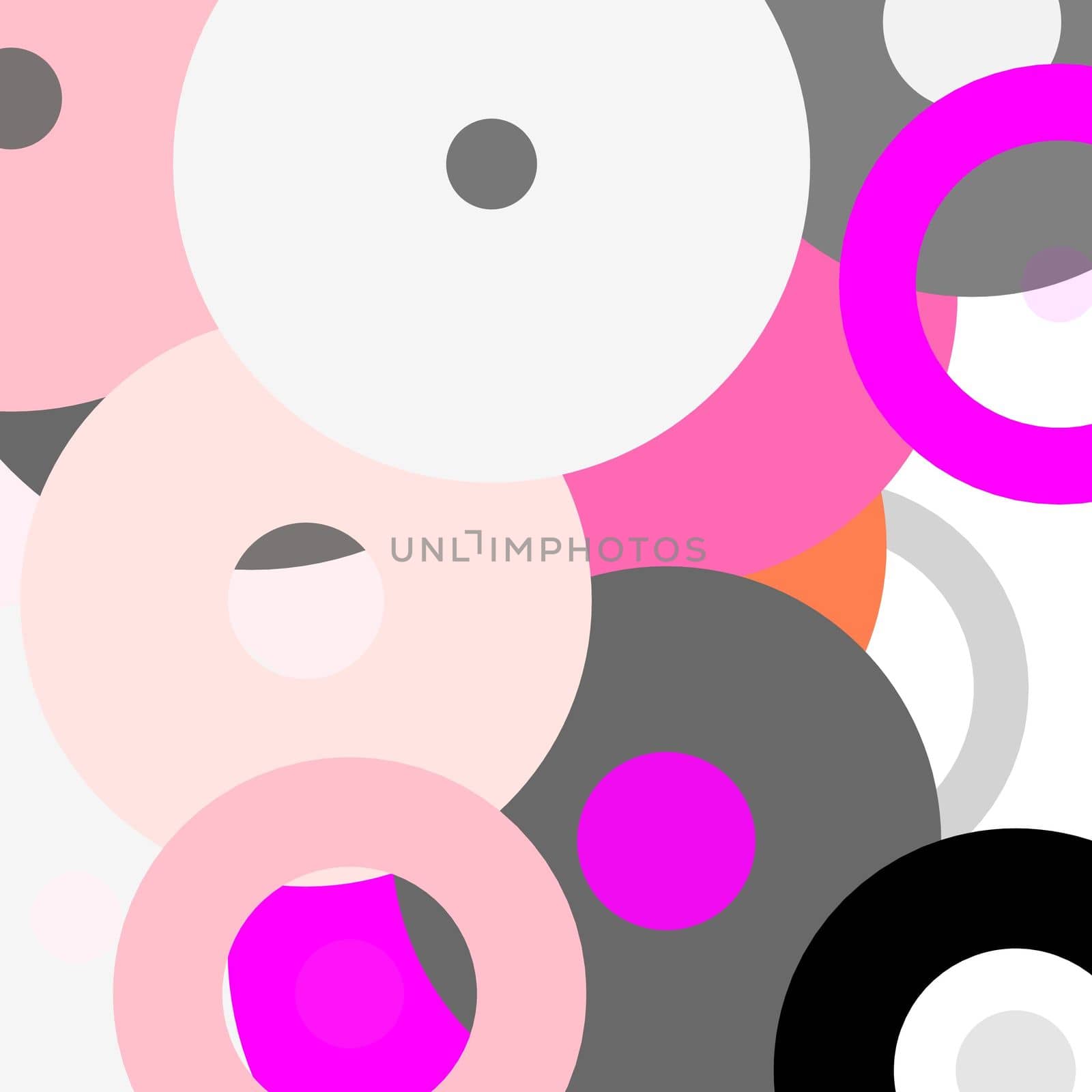 Abstract minimalist grey pink illustration with circles useful as a background