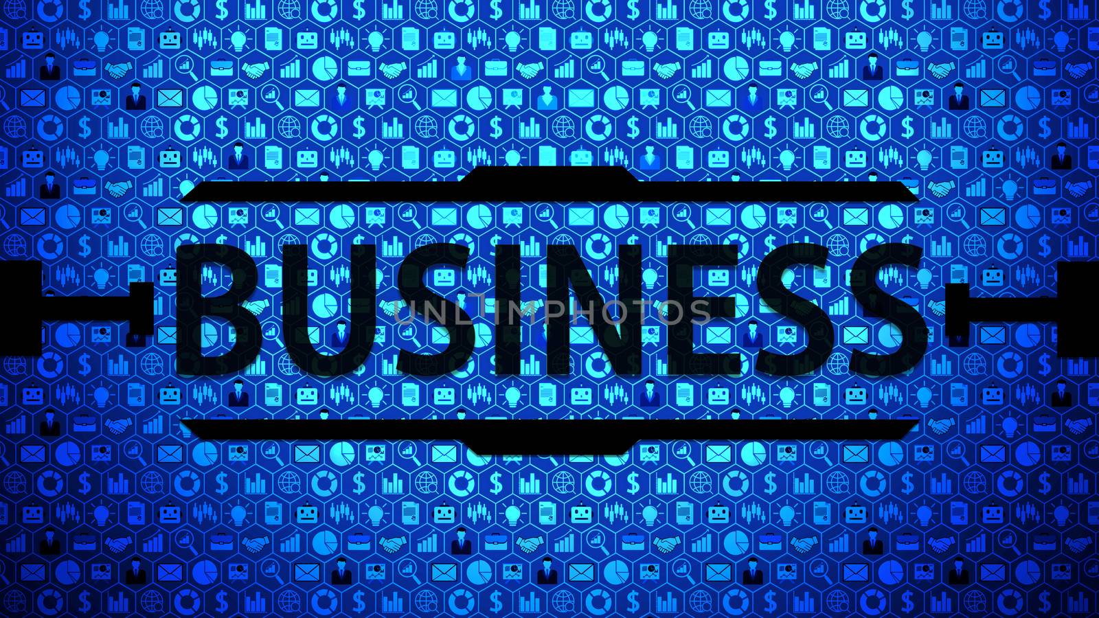 8K Business and Technology Big Picture Background Composed of Icons Set with Blue Light ver.1