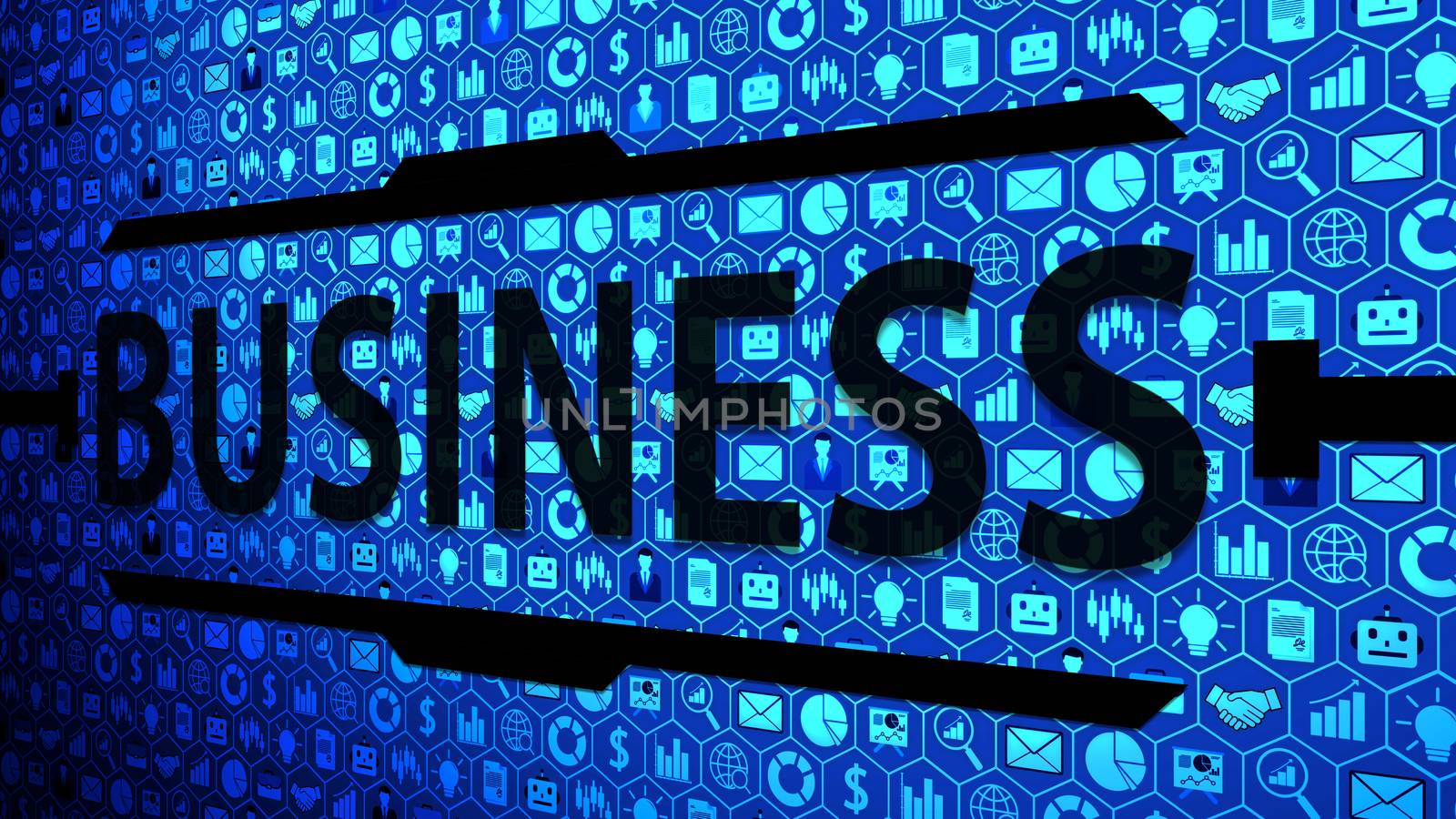 8K Business and Technology Big Picture Background Composed of Icons Set with Blue Light ver.3