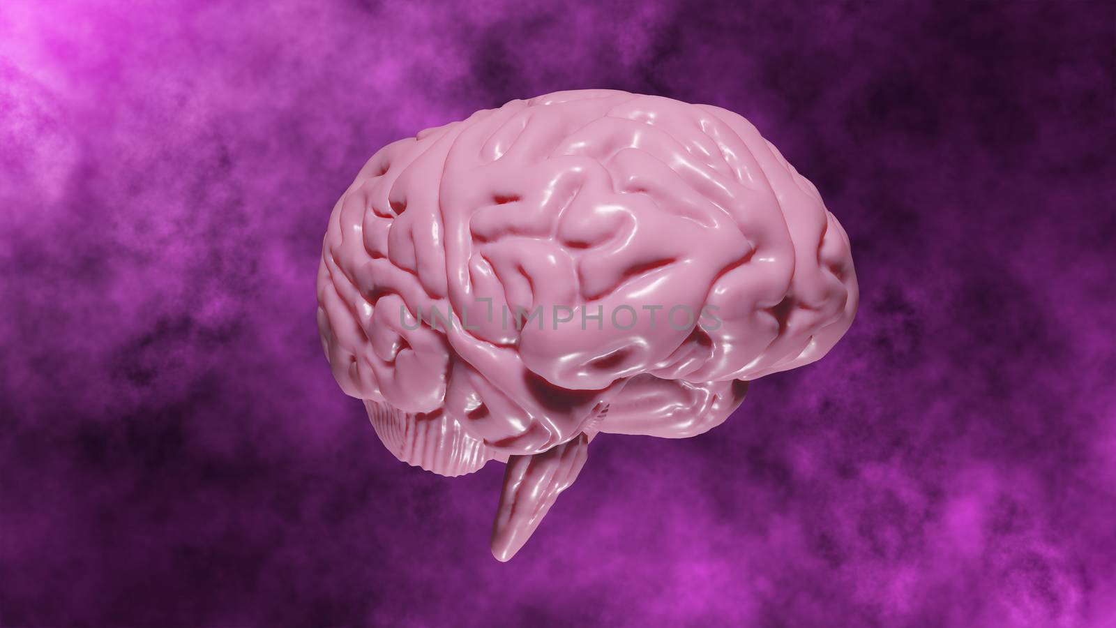8K 3D rendered Realistic Brain with Light Pink tinted on Abstract Pink Background