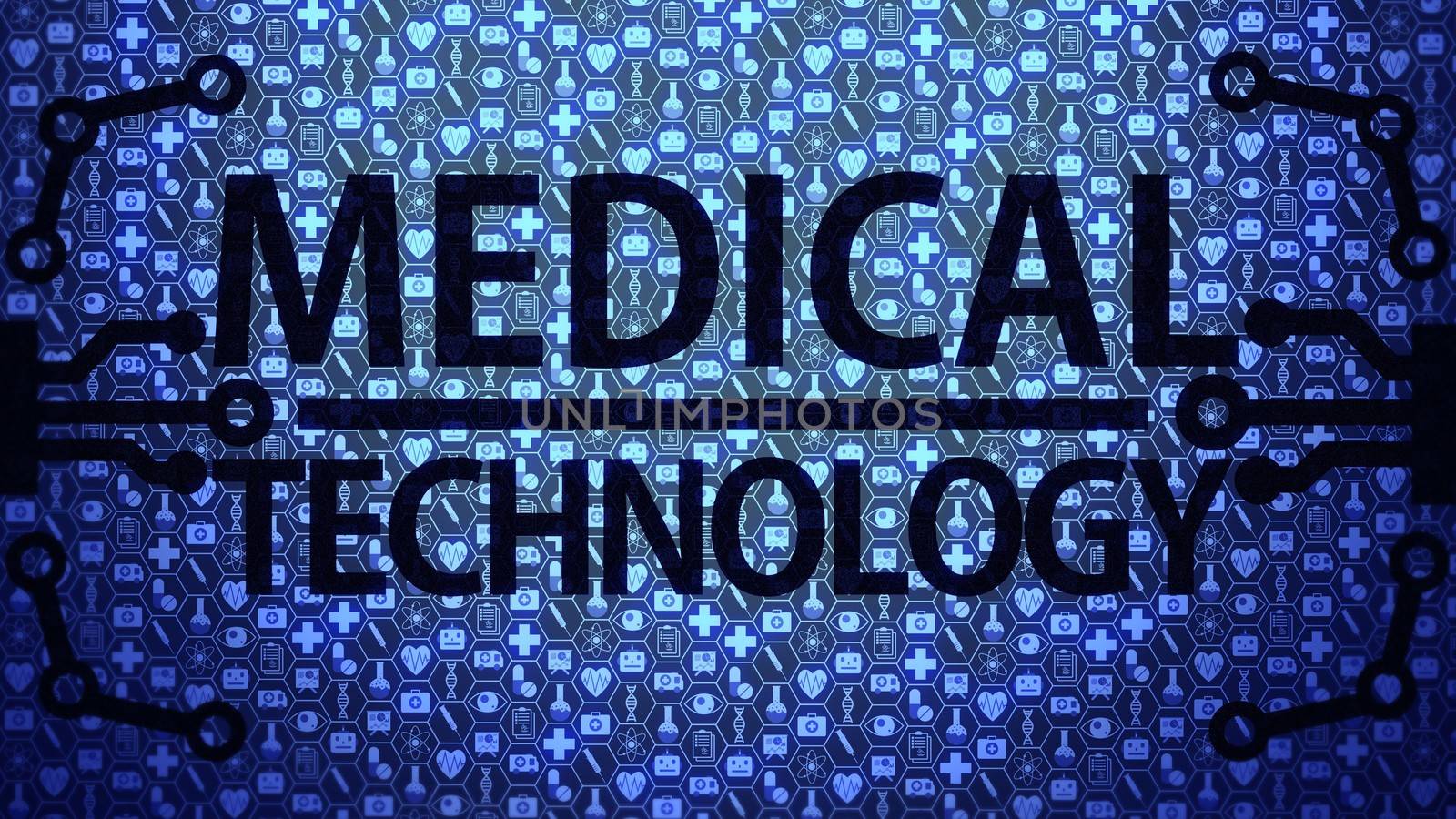 Medical Technology Big Picture Background HUD Composed of Icons Set with Blue Light Ver.1 of 4 (Full Screen) by ariya23156