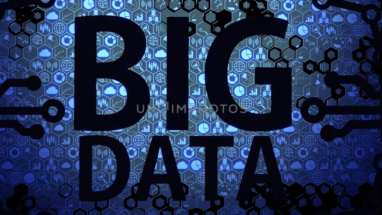 Big Data Big Picture Background Composed of Big Data Icons and Big Data Text with Blue Light Ver.2 of 4 by ariya23156