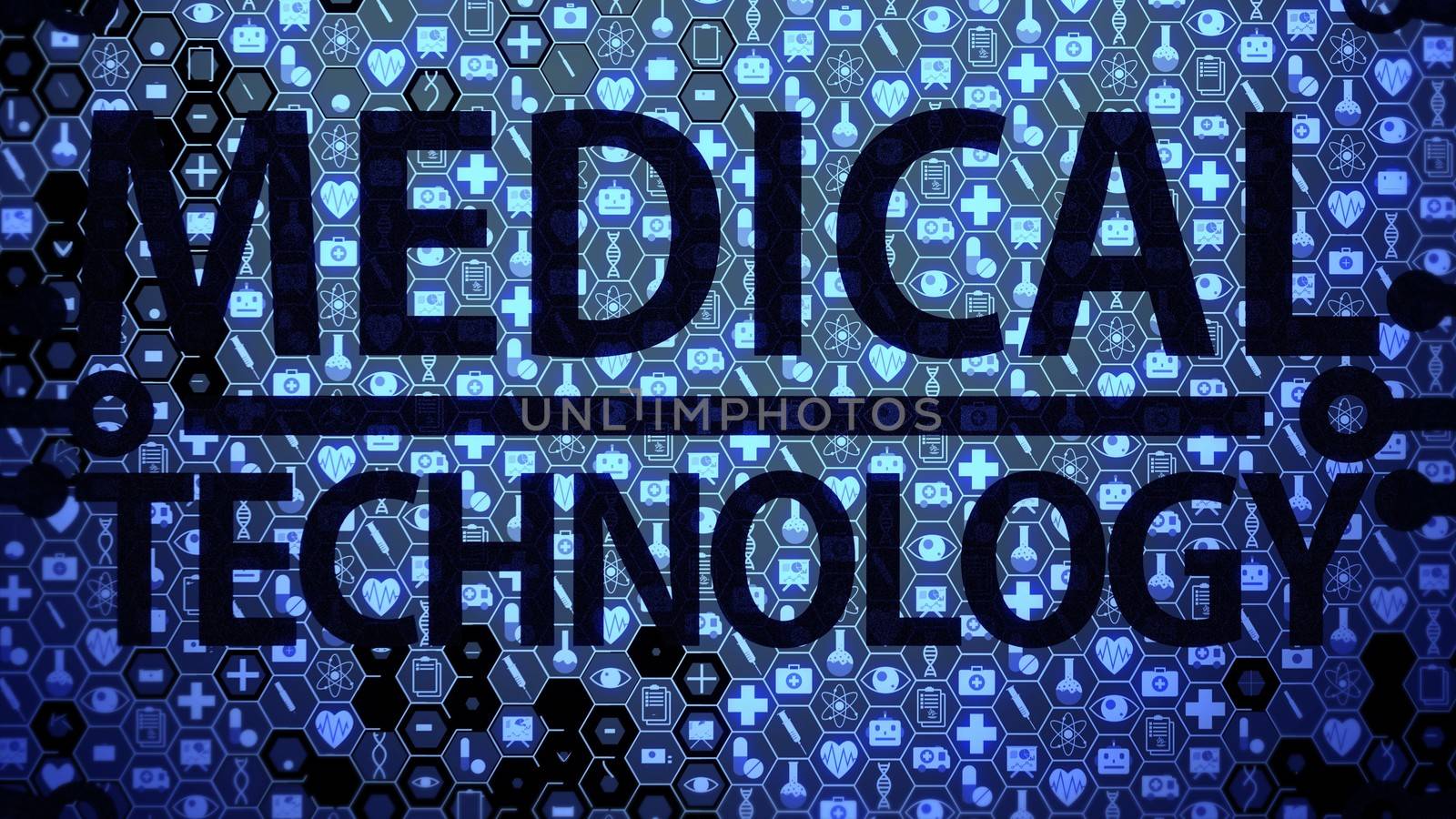 Medical Technology Big Picture Background HUD Composed of Icons Set with Blue Light Ver.2 of 4