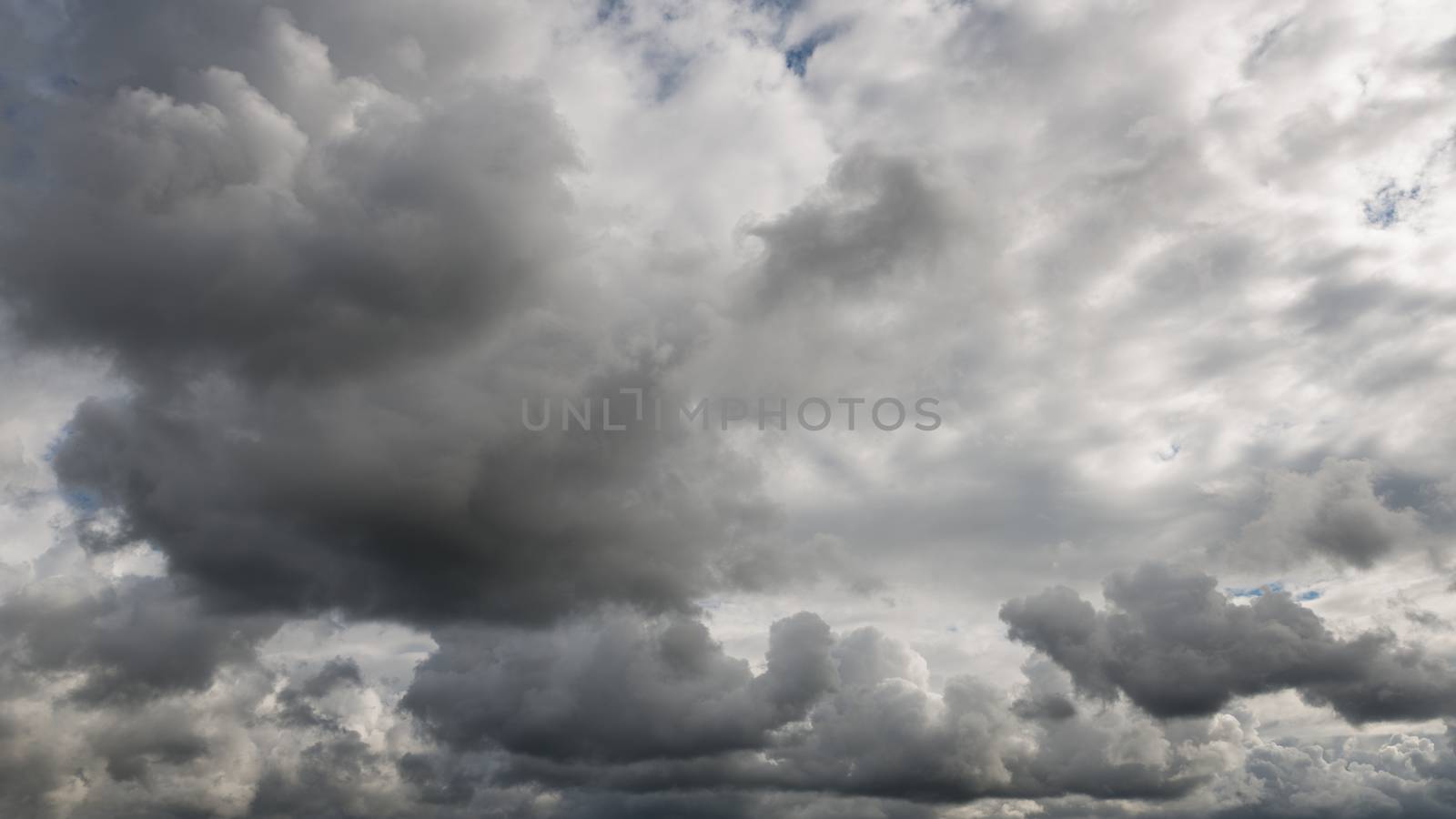 Dramatic dark cloudy sky, stormy or rainy weather natural background