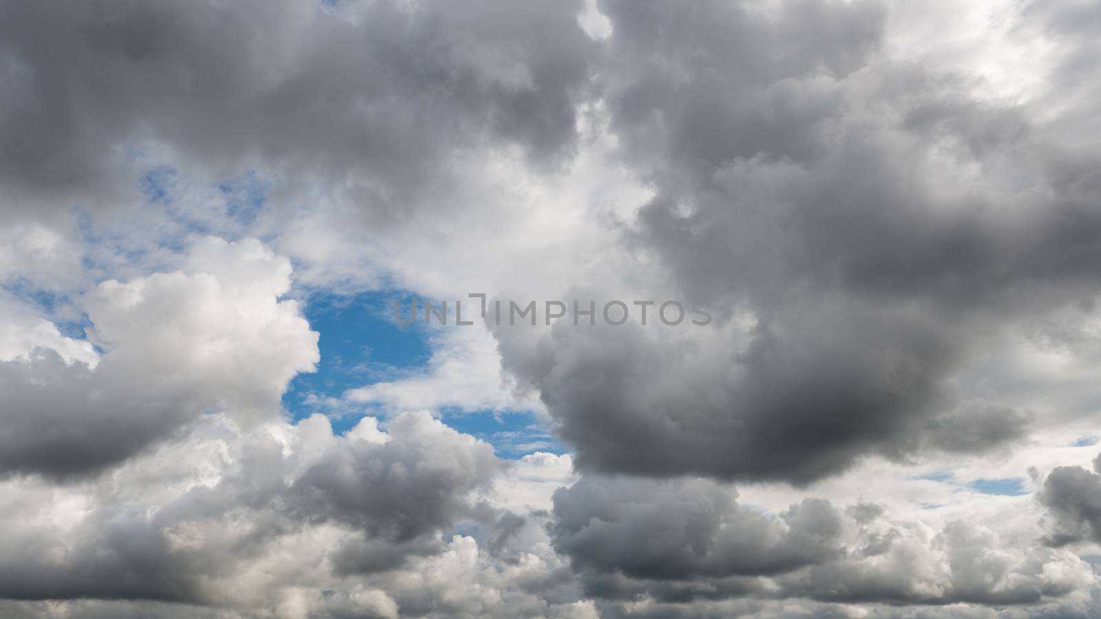 Dramatic dark cloudy sky, bad or rainy weather natural background