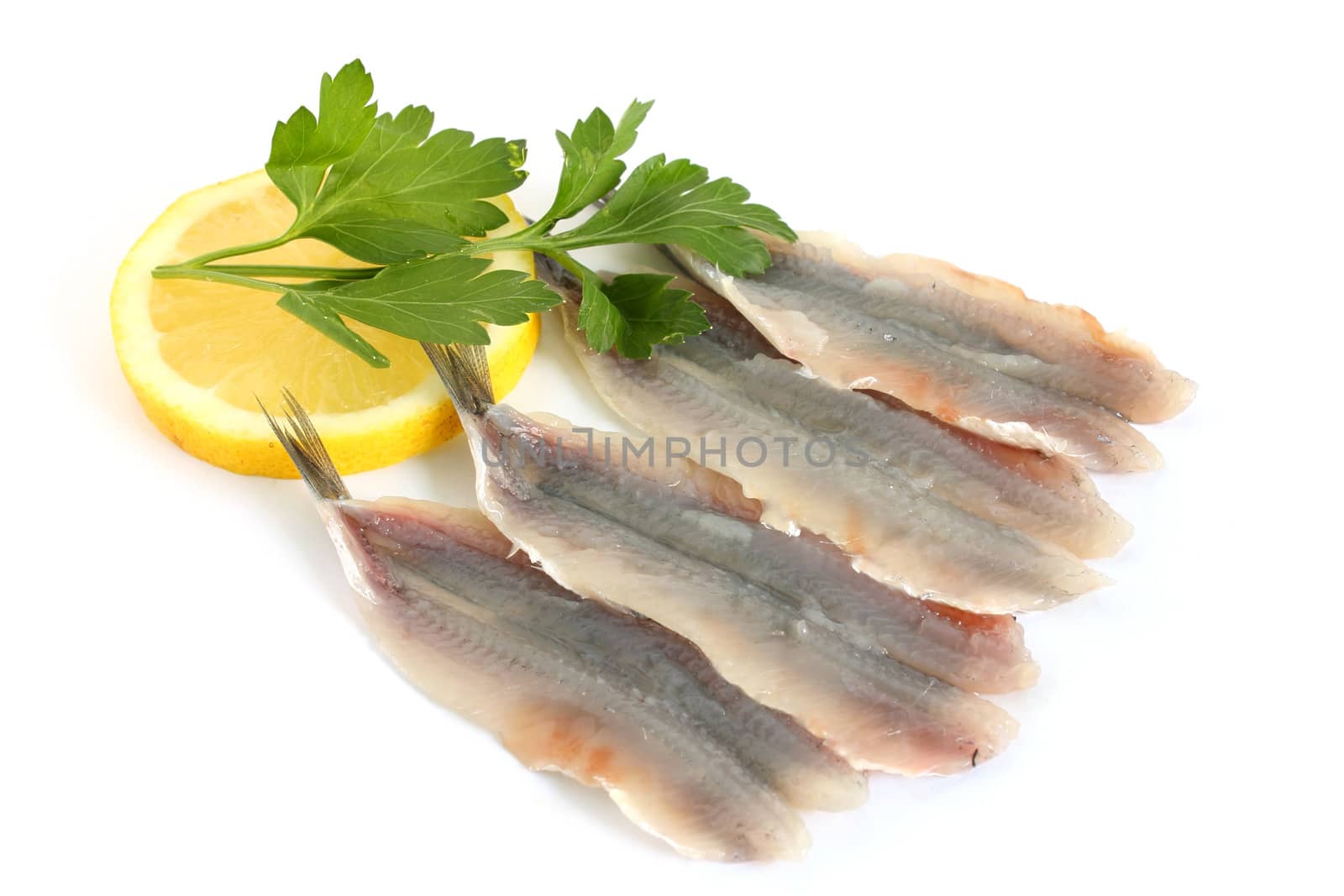 Anchovy fillets with parsley and lemon