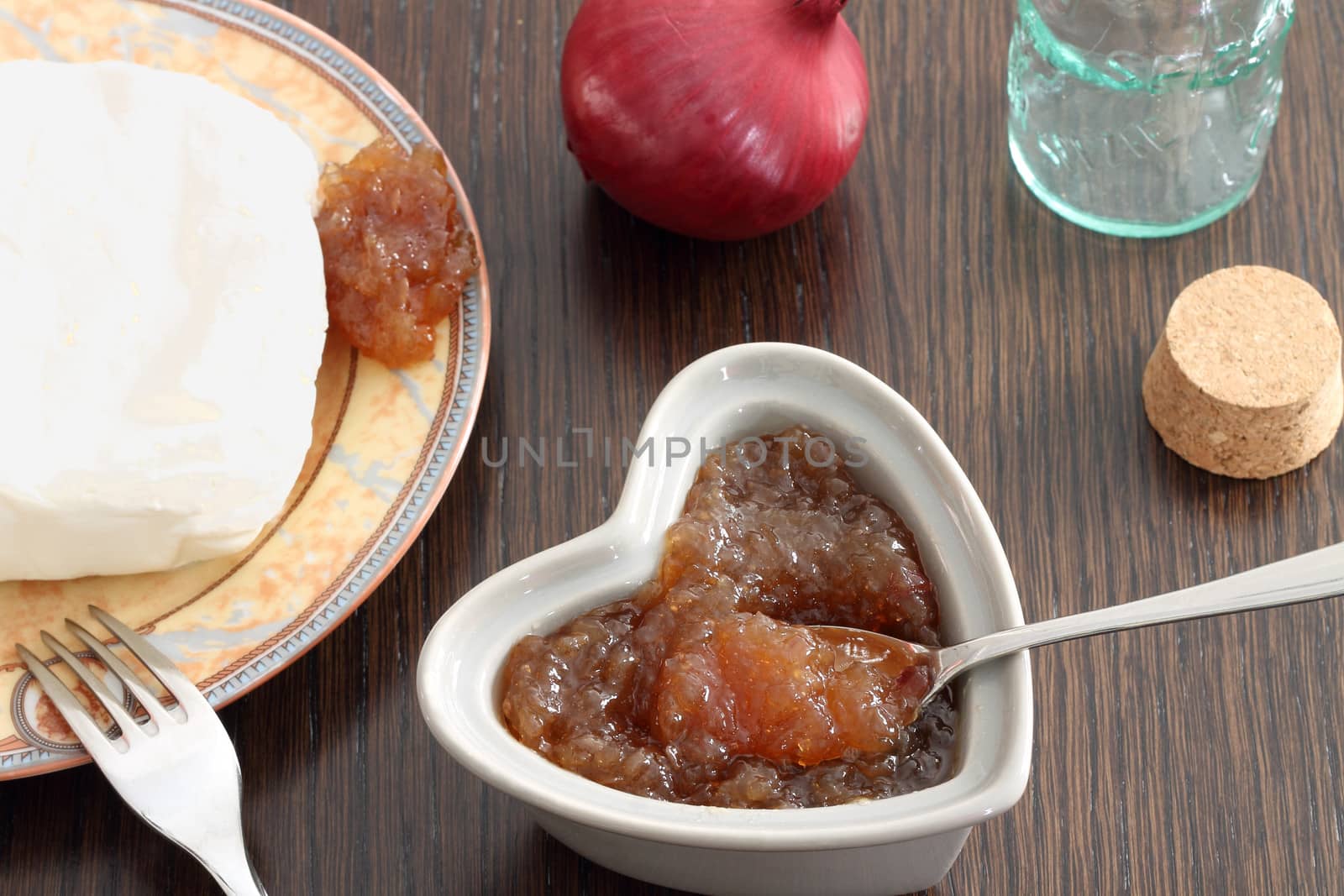 Red onion jam and fresh cheese