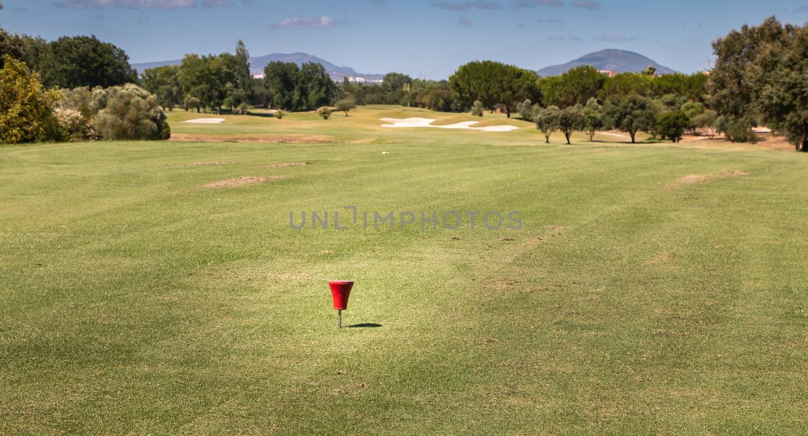 red marker starting on a golf course by AtlanticEUROSTOXX