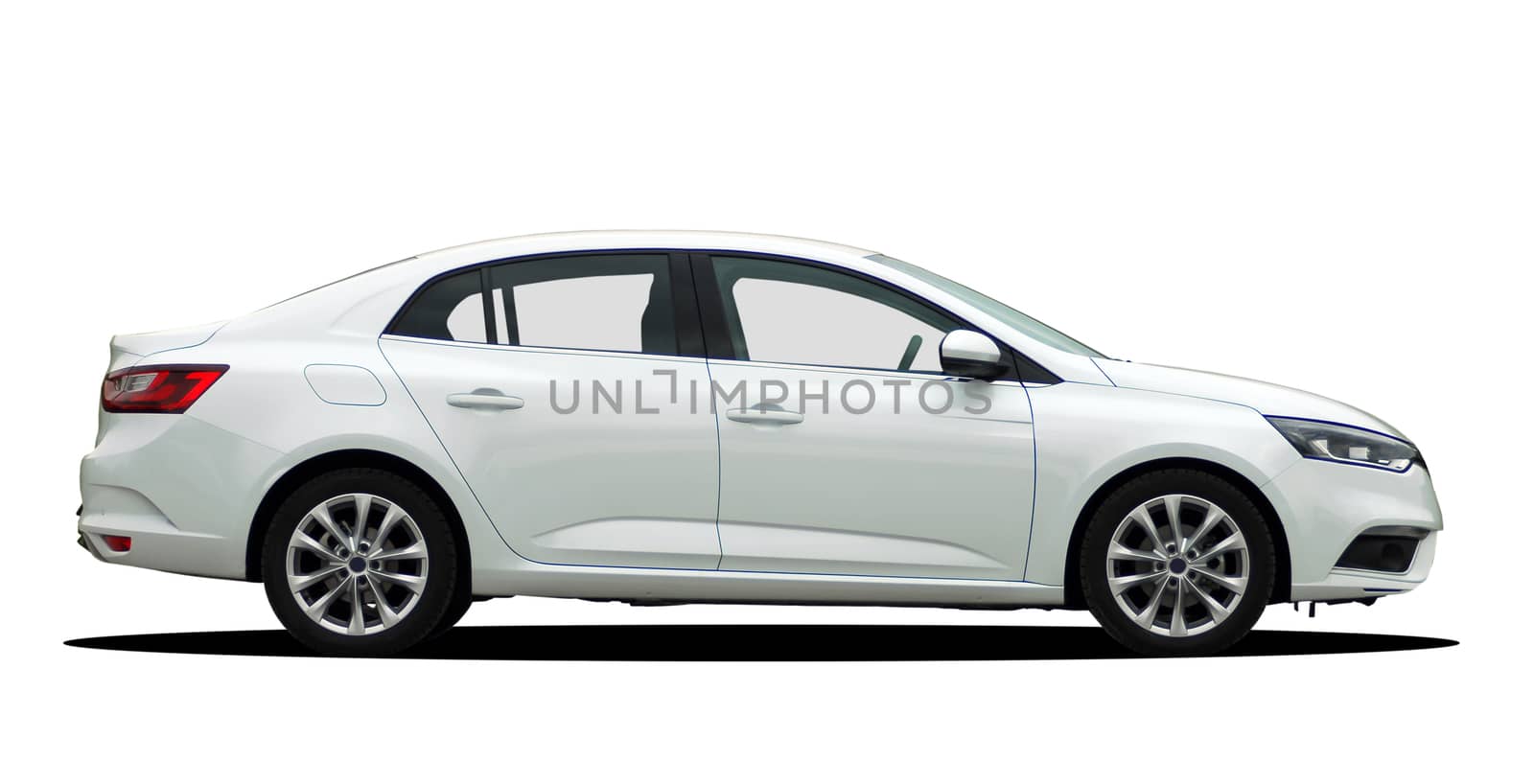 sedan, car on white background