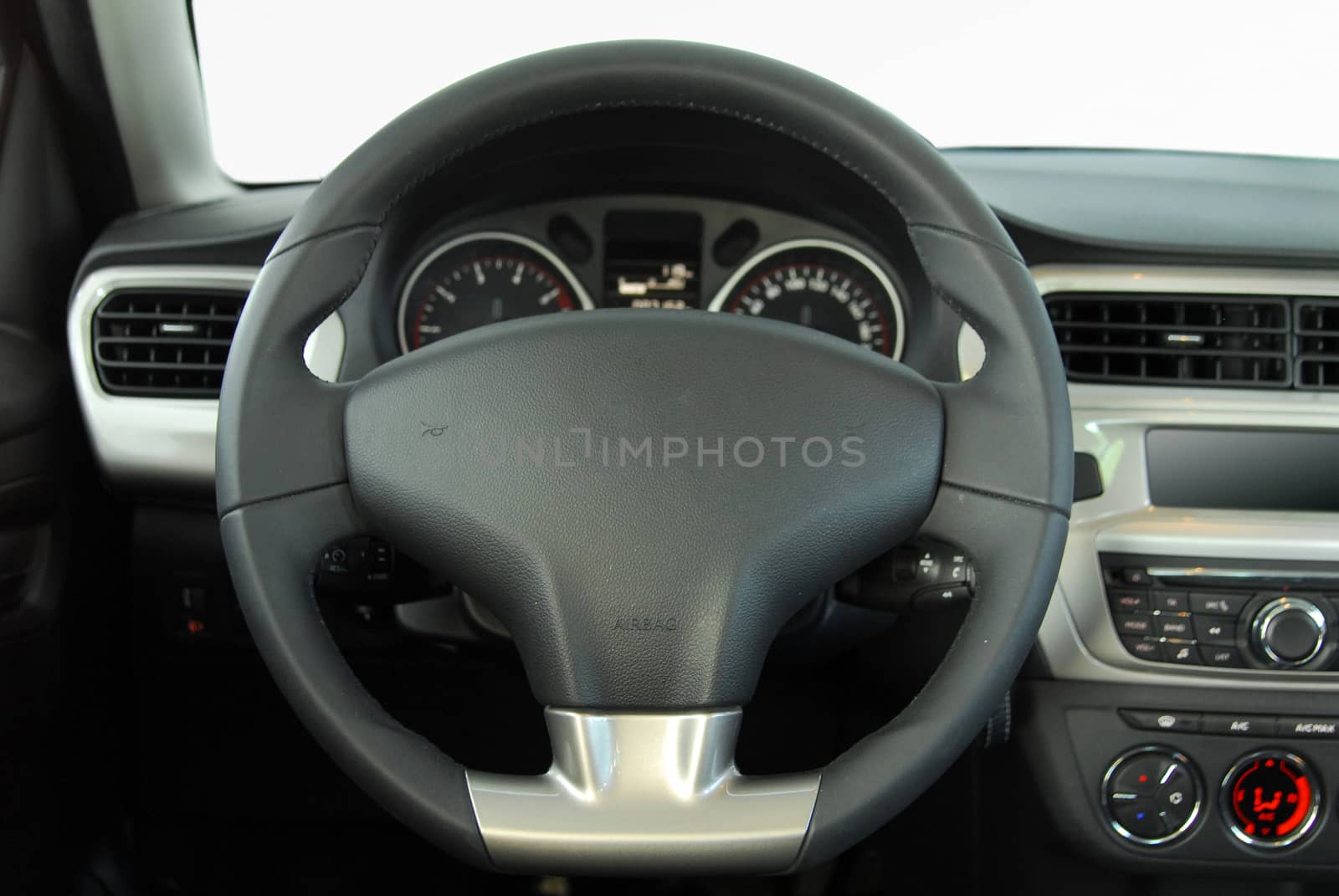 steering wheel in the new modern car
