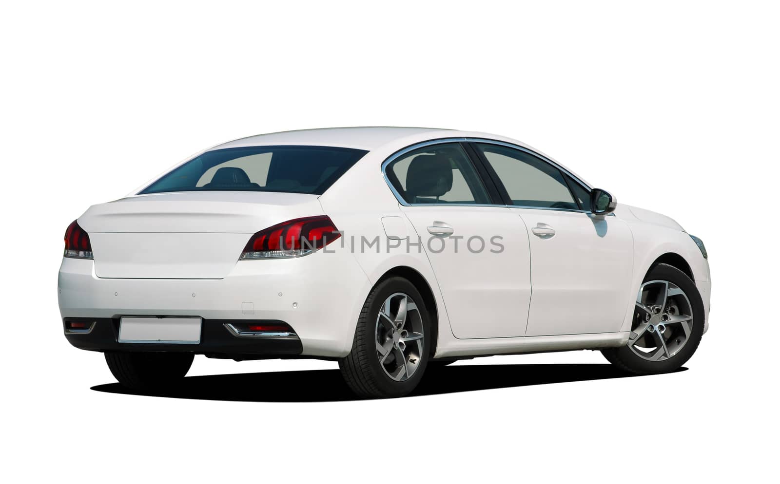 white sedan on white background