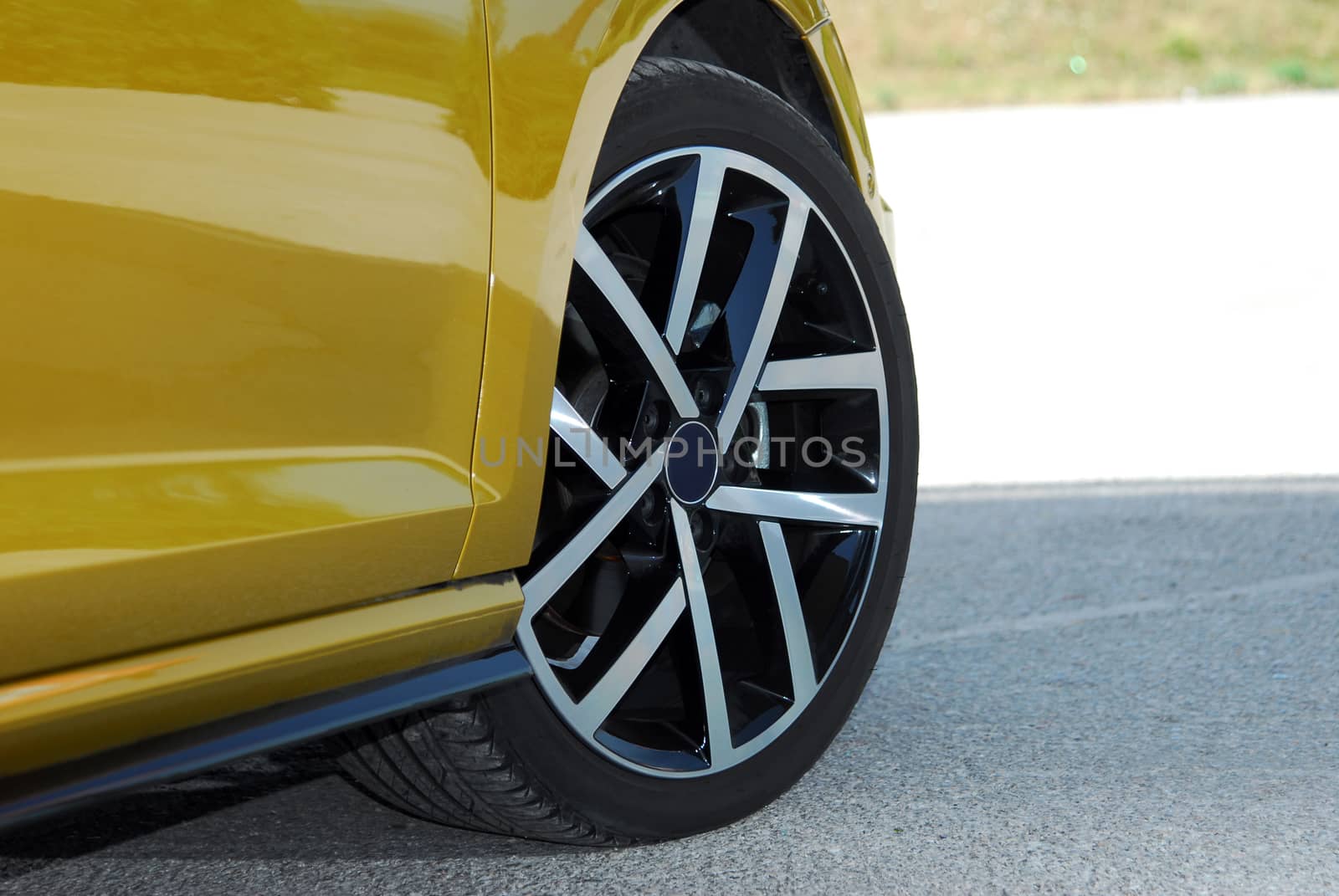 tire and alloy wheel on a passenger car