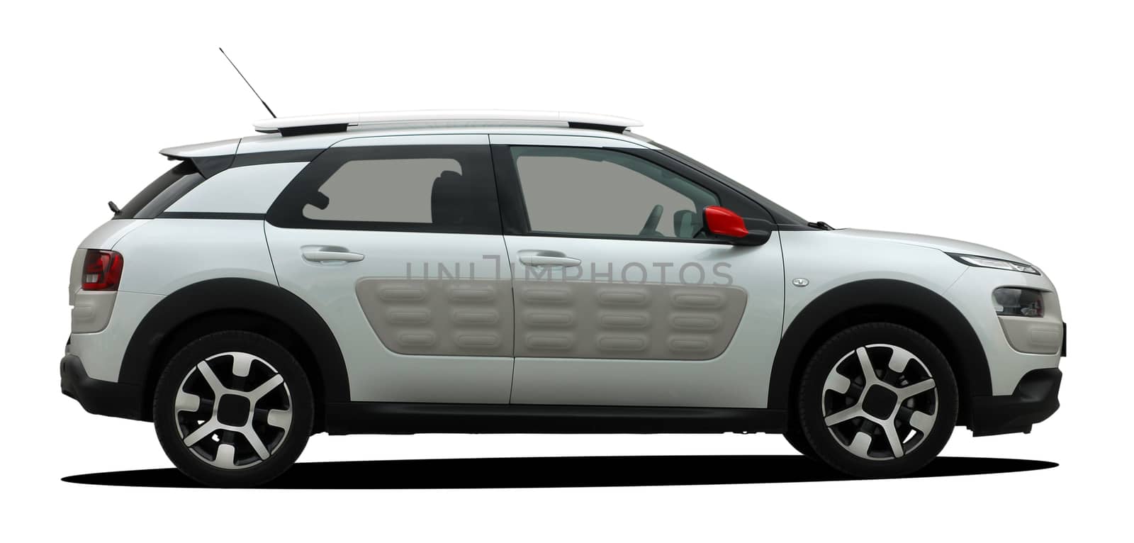 gray car on white background