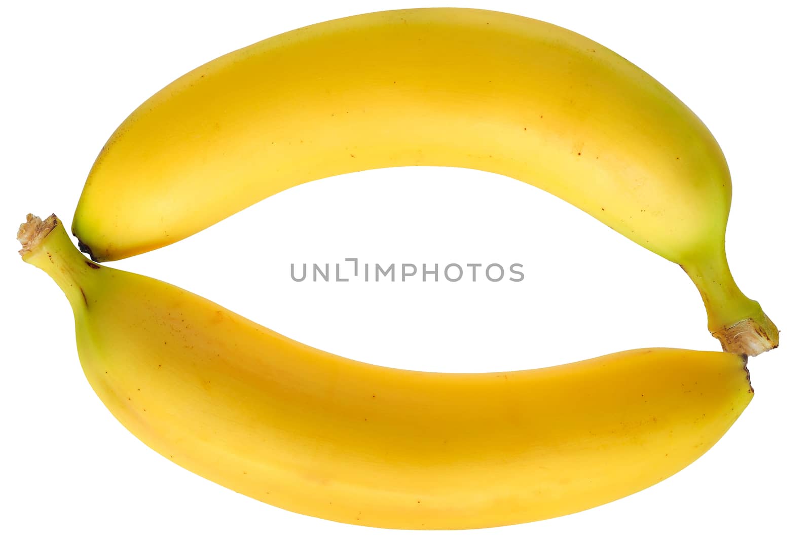 Ripe two banana on a white background.