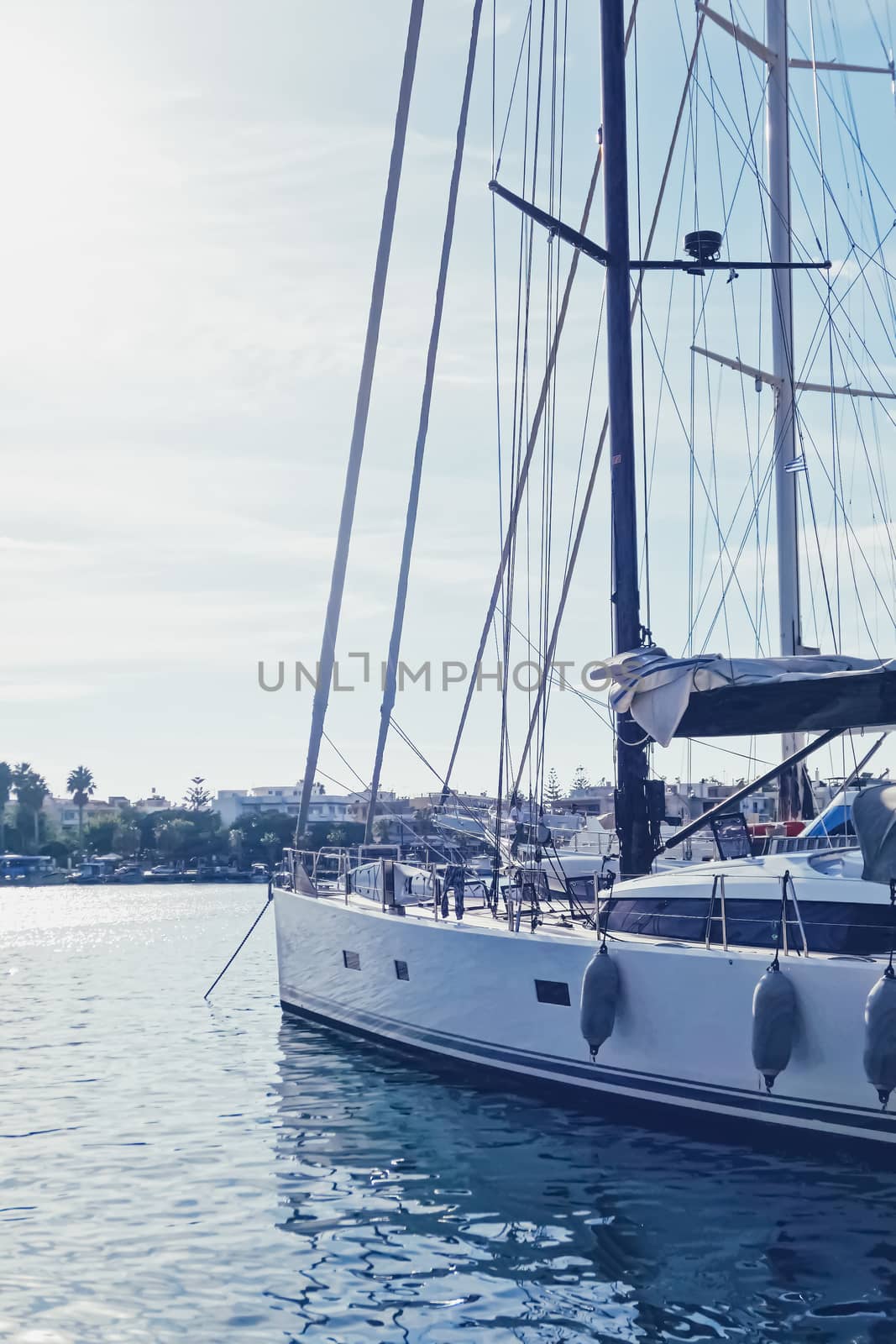 Yachts and boats in the harbor on Mediterranean sea coast, travel and leisure scene