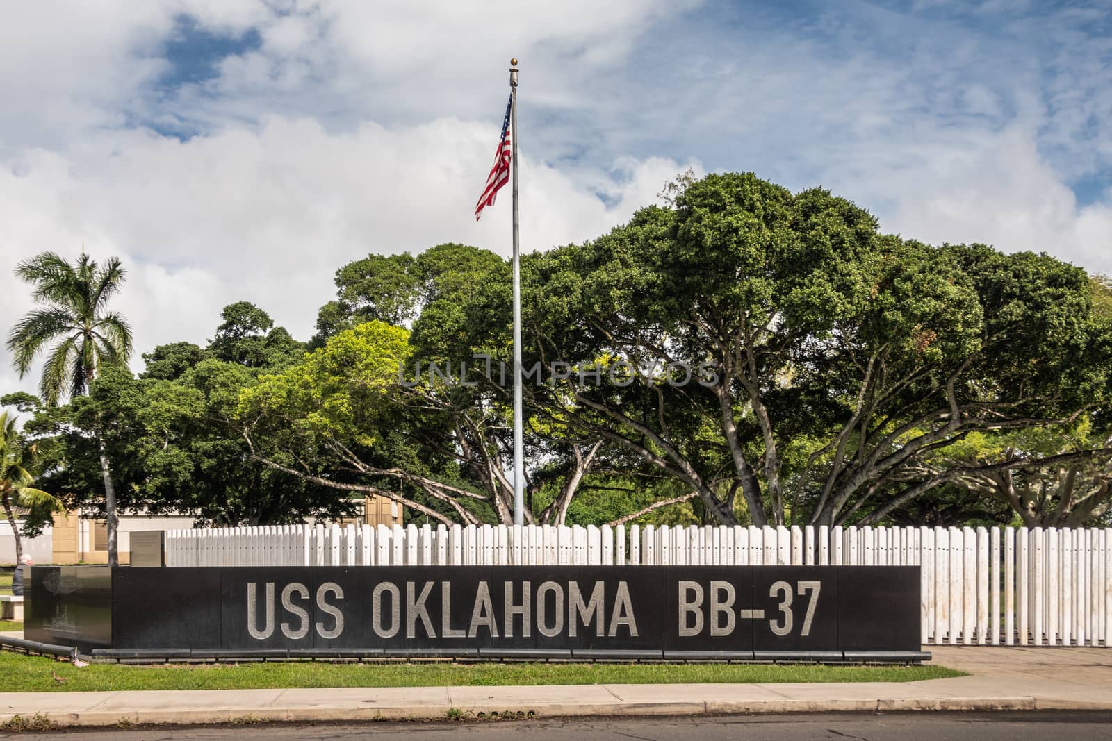 USS Oklahoma memorial in Pearl Harbor, Oahu, Hawaii, USA. by Claudine