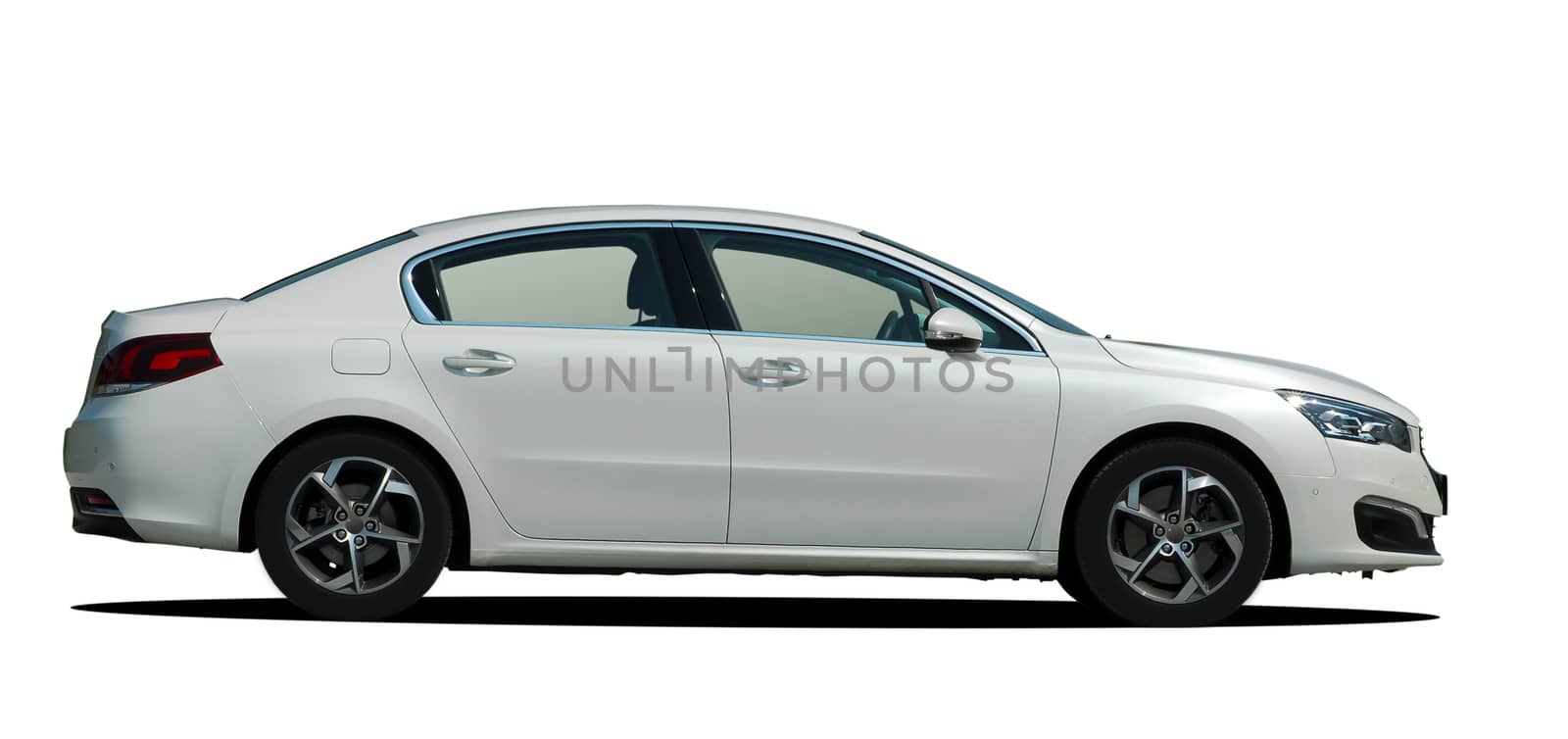 sedan, car on white background