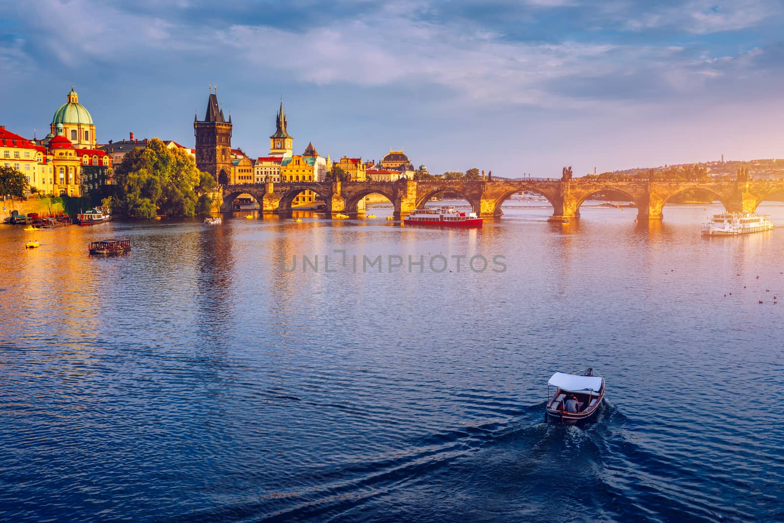 Charles Bridge, Old Town and Old Town Tower of Charles Bridge, Prague, Czech Republic. Prague old town and iconic Charles bridge, Czech Republic. Charles Bridge (Karluv Most) and Old Town Tower.