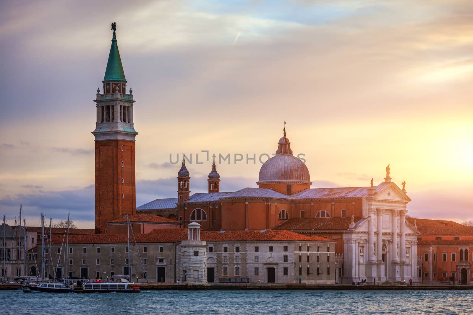 Venice looking over to San Giorgio Maggiore from near St Mark's Square in Italy. Venice Canal Grande with San Giorgio Maggiore church, Venice, Italy