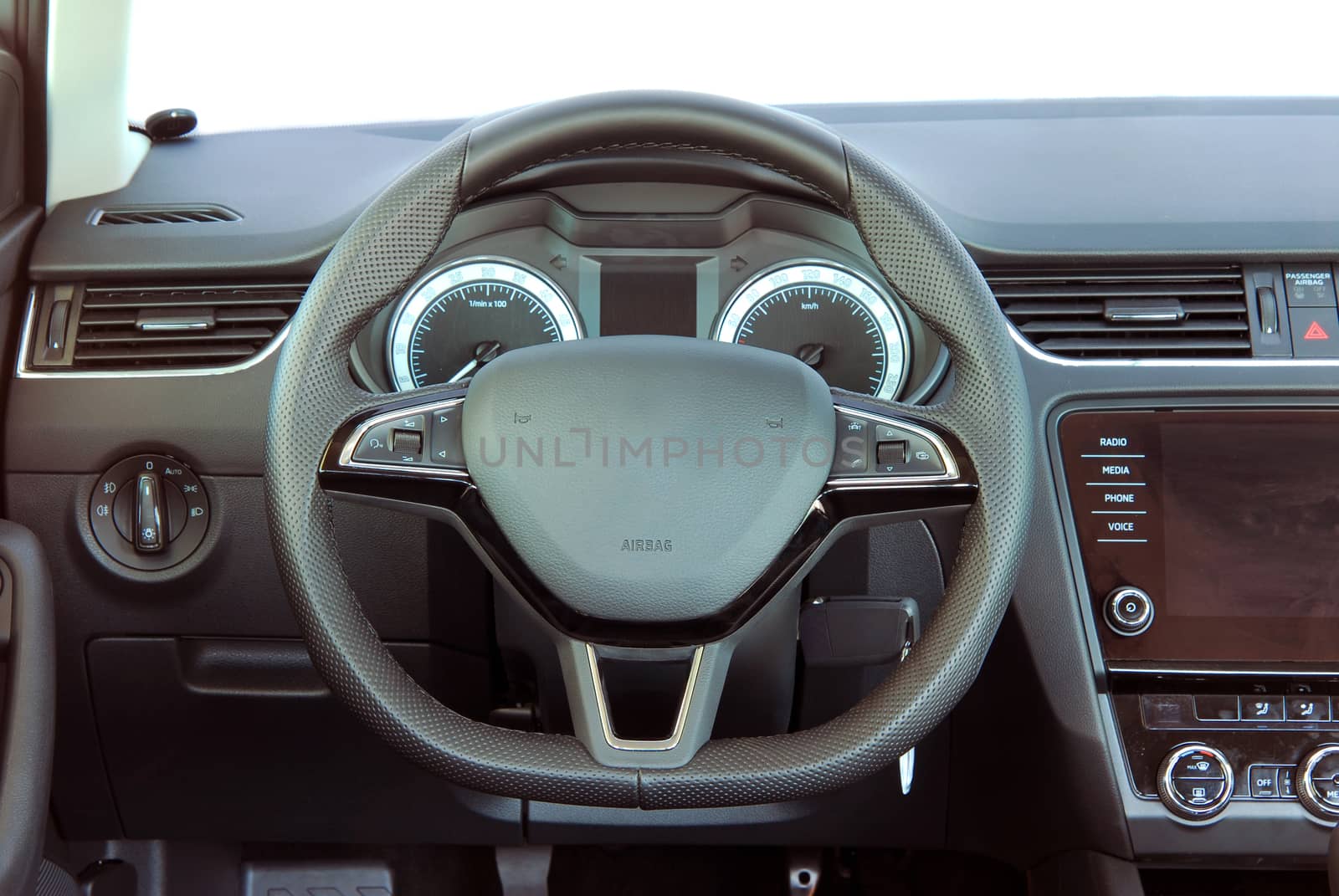 steering wheel in the new modern car