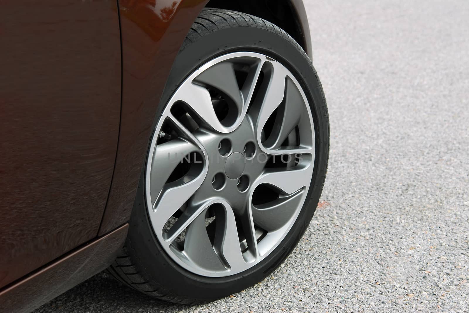 tire and alloy wheel on a passenger car